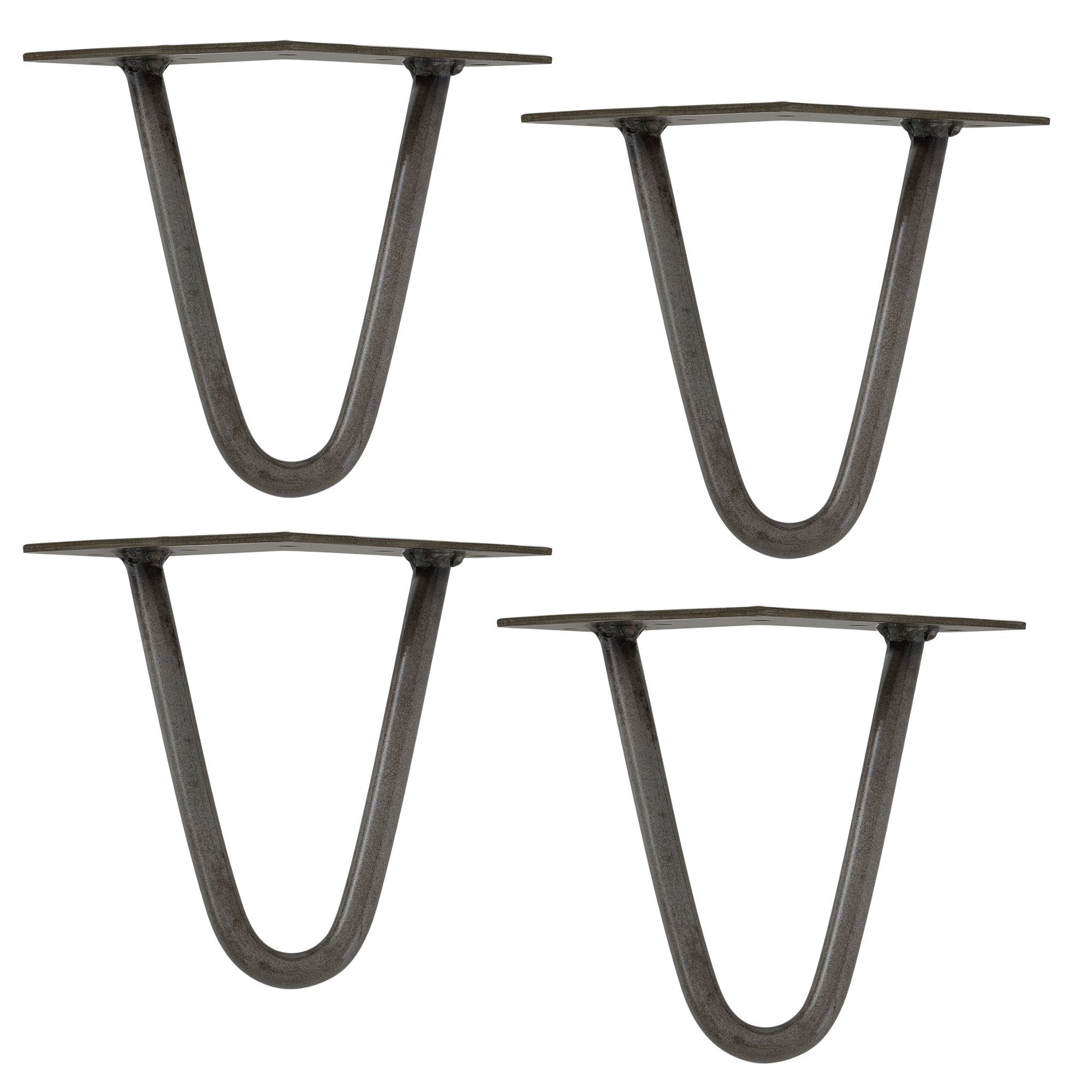 en.casa Möbelfuß, (Set), 4x Hairpin Leg Tischbein Haarnadelbeine Tischkufen DIY 20cm Stahl
