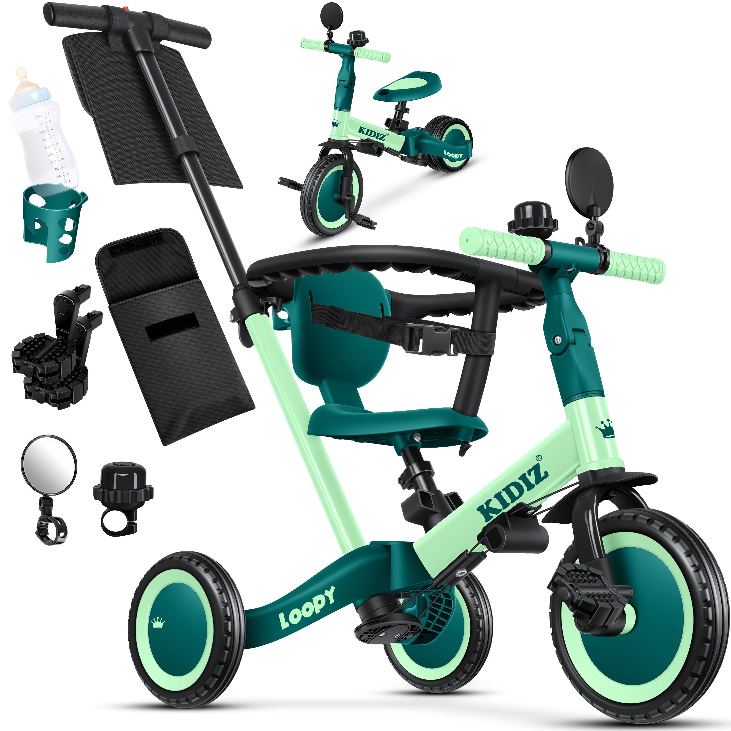 KIDIZ Laufrad, 6in1 Dreirad Loopy Laufräder Lauffahrrad Kinderdreirad