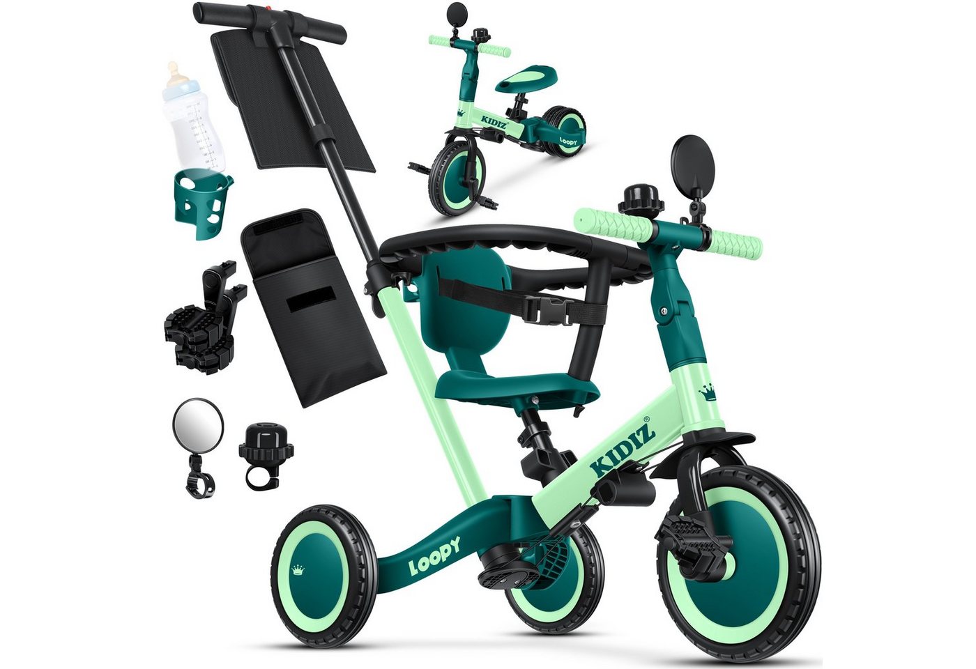 KIDIZ Laufrad, 6in1 Dreirad Loopy Laufräder Lauffahrrad Kinderdreirad