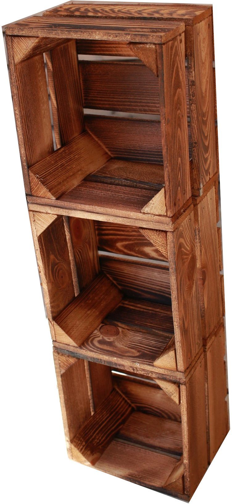 Holzkiste Weinkiste Holzkiste 22x20,5x15cm 3x Geflammt