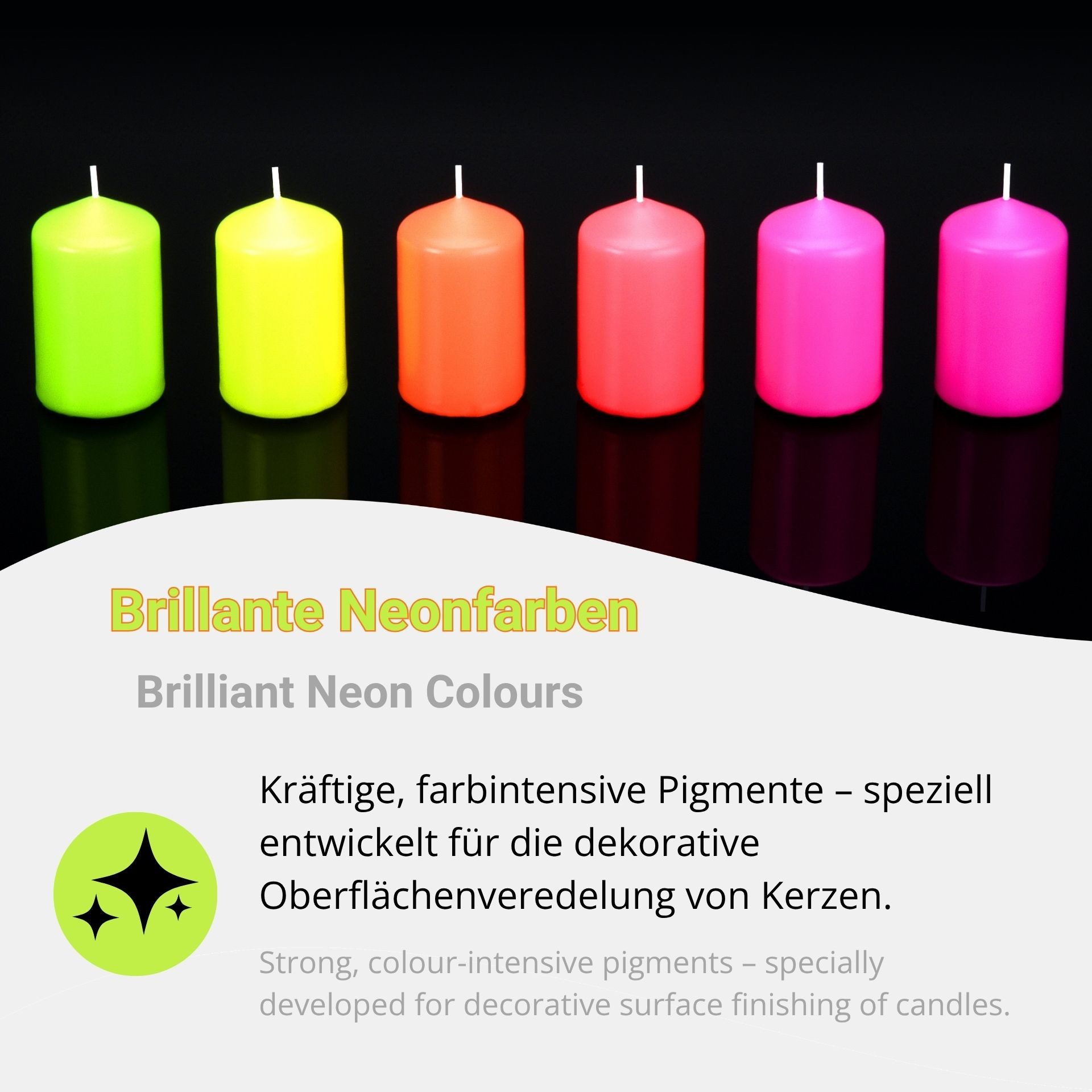 DistrEbution Kerzenmalfarbe Neon Kerzenfarbe zum Tauchen 10g, hochkonzentriert, zum Kerzen färben