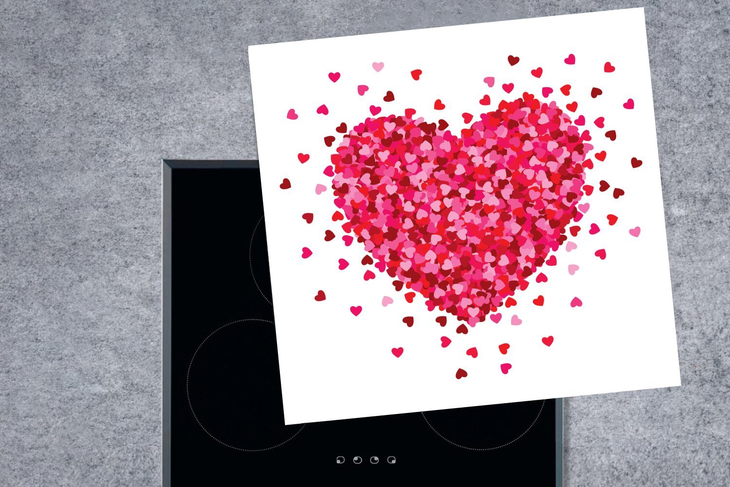 Eine Ceranfeldabdeckung, für 78x78 küche Herzens, Illustration cm, eines MuchoWow umgeben Arbeitsplatte Herdblende-/Abdeckplatte Herzen, von tlg), (1 Vinyl,