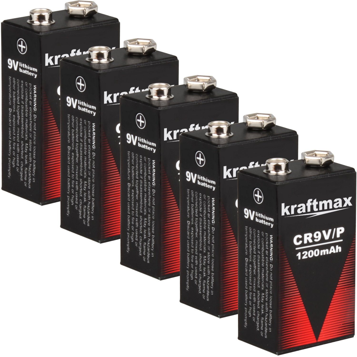 kraftmax 9V Block Lithium Hochleistungs- Batterien für Rauchmelder Batterie, (9 V)
