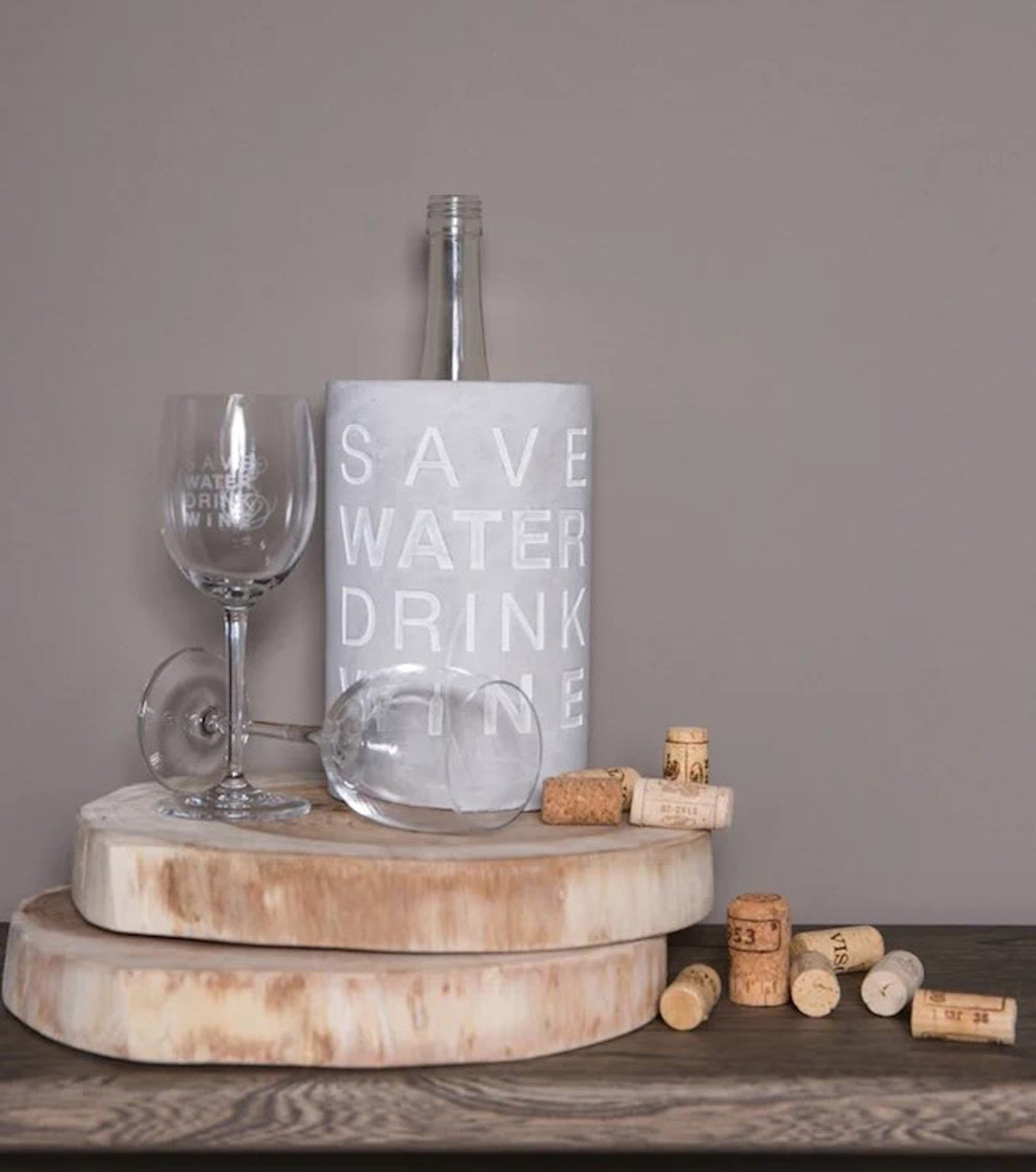 Räder Design Weinkühler Räder Vino Beton Weinkühler "Save Water Drink Wine" 10404