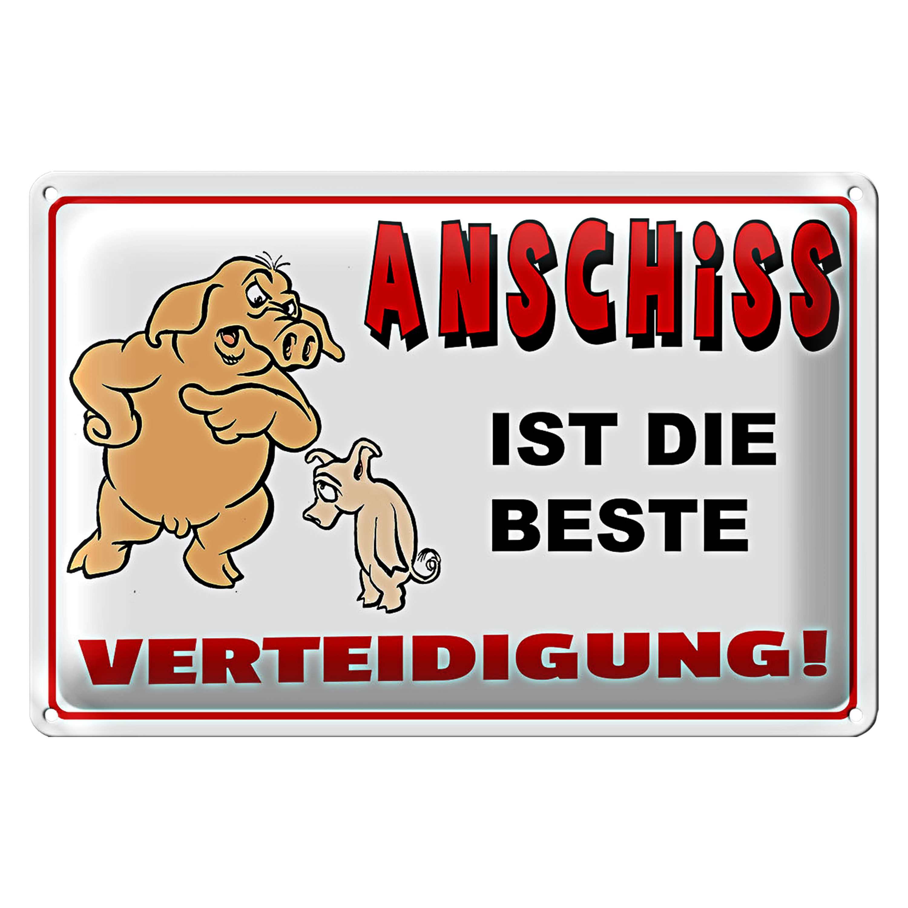 Roomando Metallschild Blechschild Spruch 30x20cm Anschiss ist beste Verteidigung