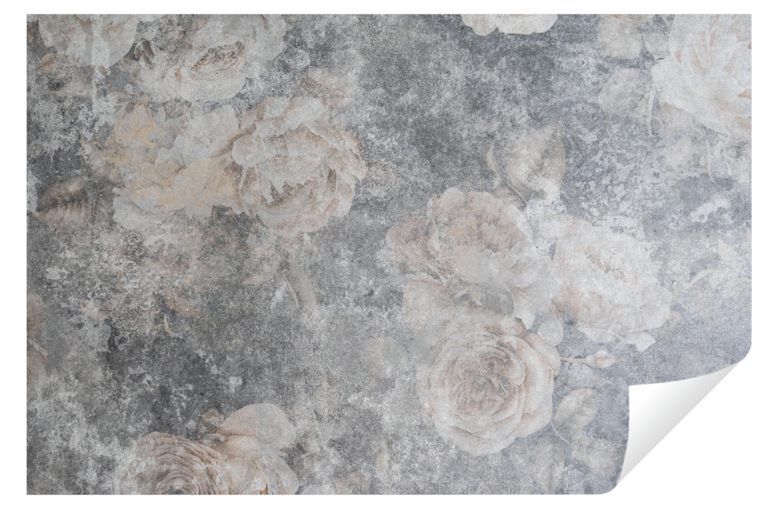 Wallarena Fototapete Blumen Beton Struktur Vlies Tapete Wohnzimmer Schlafzimmer Wandtapete, Glatt, Vintage, Tapete inklusive Kleister Vliestapete Motivtapete