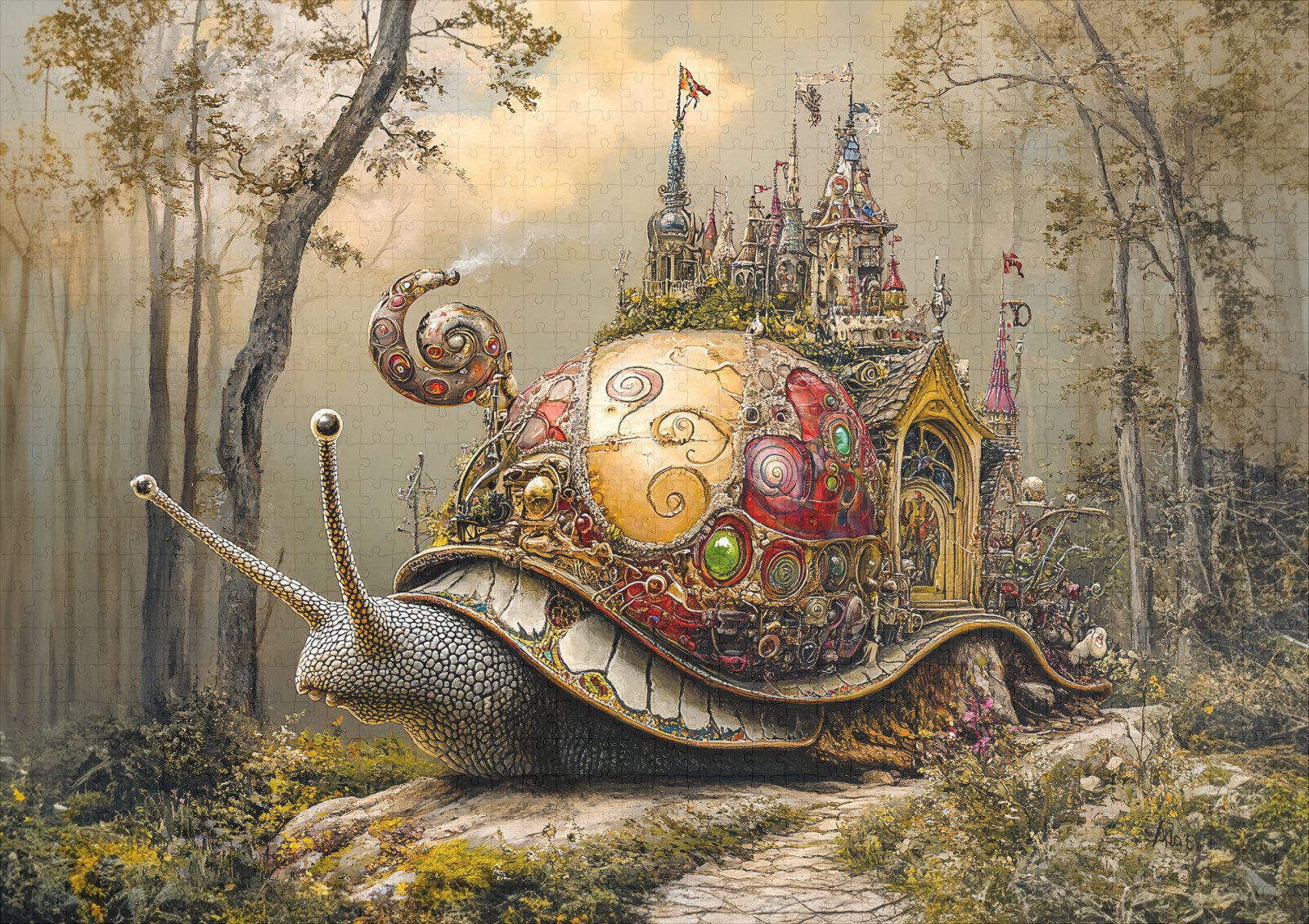 raxxa Puzzle "Snail with Castle on Its Shell in Fantasy Scene", FSC®, 1000 günstig online kaufen