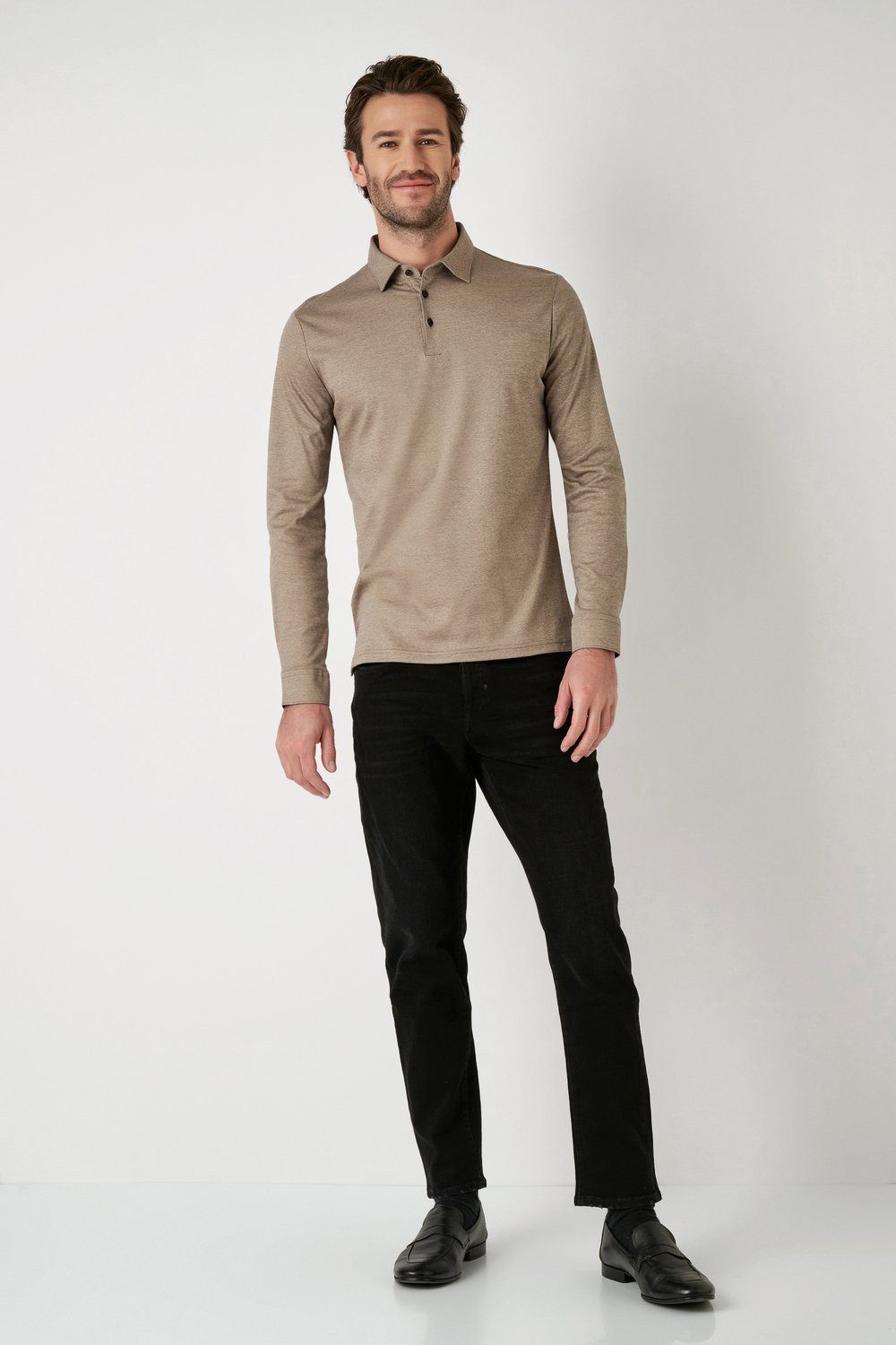 DESOTO Langarm-Poloshirt Jerseypolo Essential Kent langarm Flexibler Stretch – Bild 4 von 5
