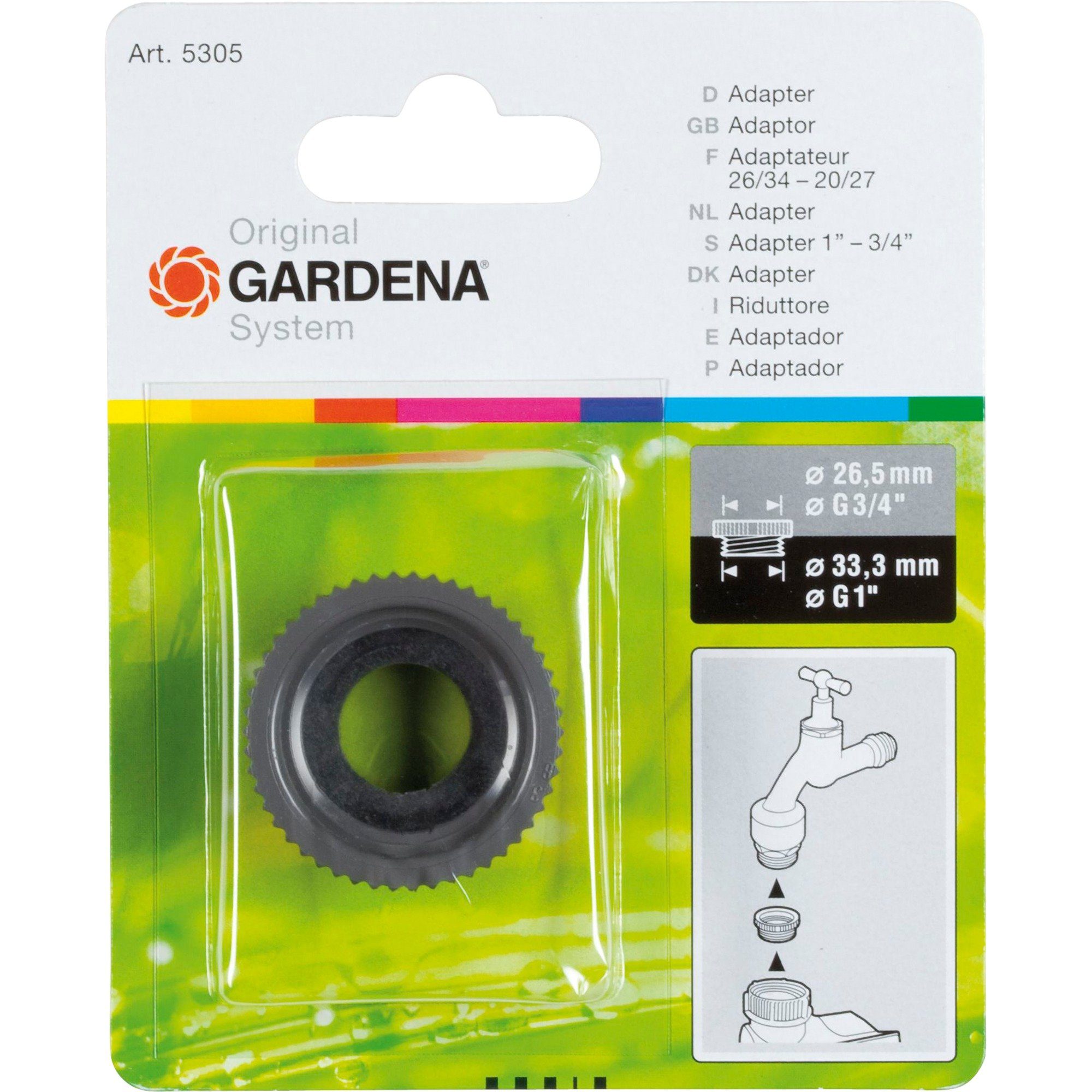 Gartenschlauch GARDENA Adapter G1" IG > G 3/4" AG