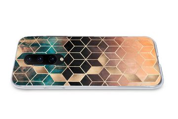 MuchoWow Handyhülle Abstrakt - Würfel - Gold - Muster - Luxus, Phone Case, Handyhülle OnePlus 7 Pro, Silikon, Schutzhülle