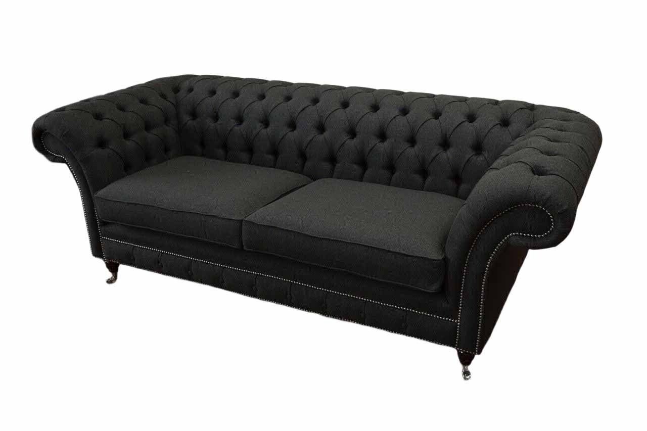 Made Sofa Wohnzimmer Chesterfield JVmoebel Neu, Möbel Design Europe Sofa Schwarz Couch Dreisitzer In