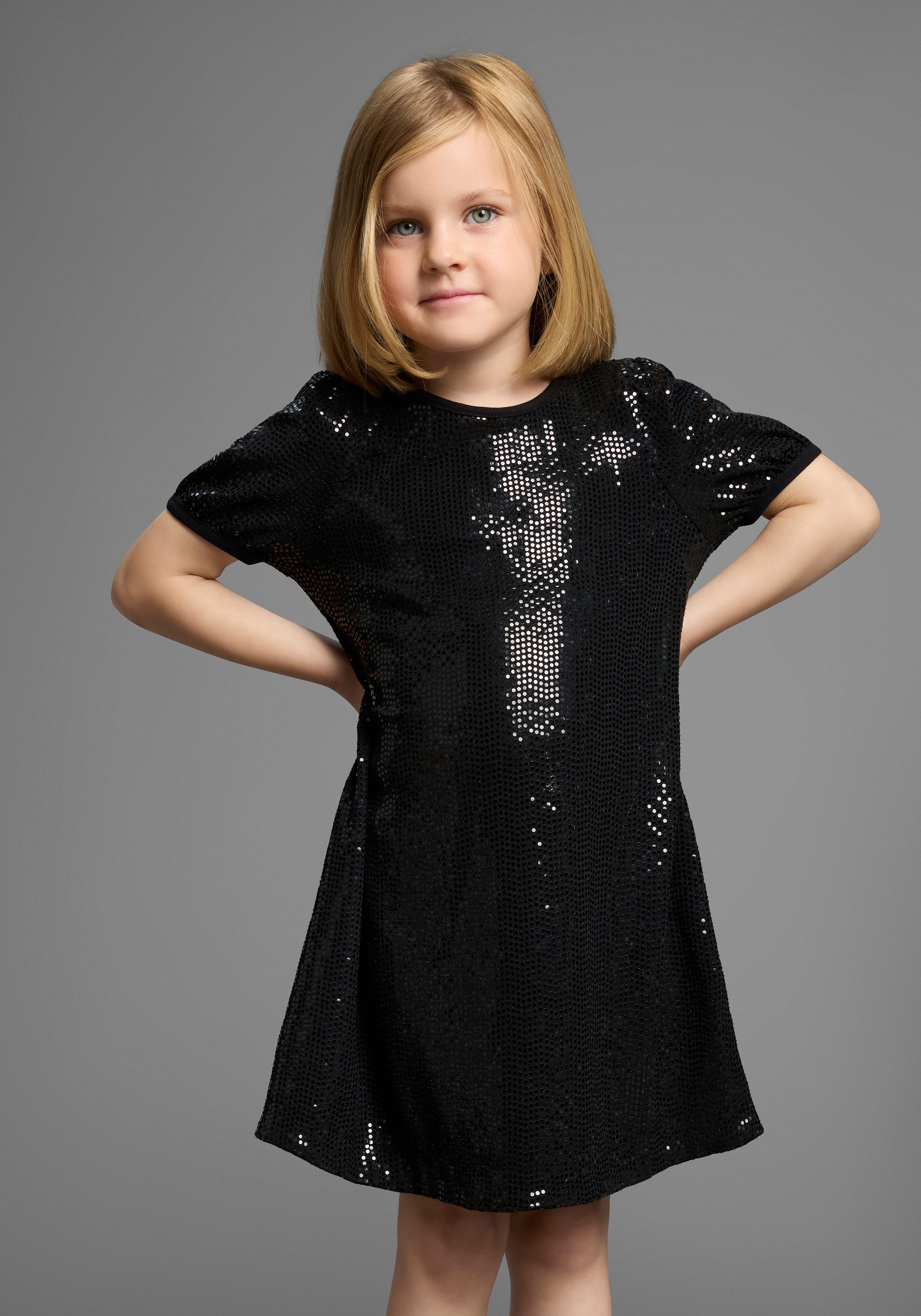 KIDSWORLD Jerseykleid Shirtkleid in Pailletten-Allover-Design Shirtkleid in Pailletten-Optik