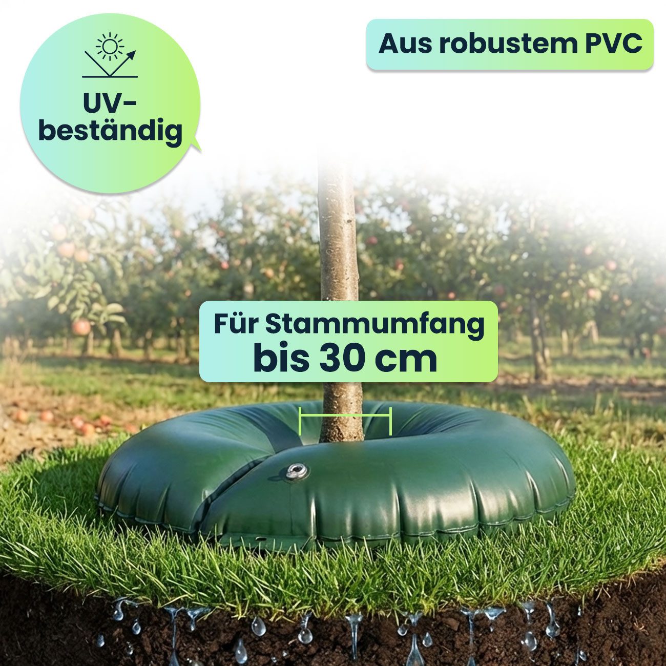shop'n smile ideoon Bewässerungssystem Baumbewässerungsring 55L PVC-Bewässerungsbeutel bis 30 cm Stammumfang, (4-tlg), Gewebestärke 400g/m², UV-beständig, 7St.- – Bild 4 von 5