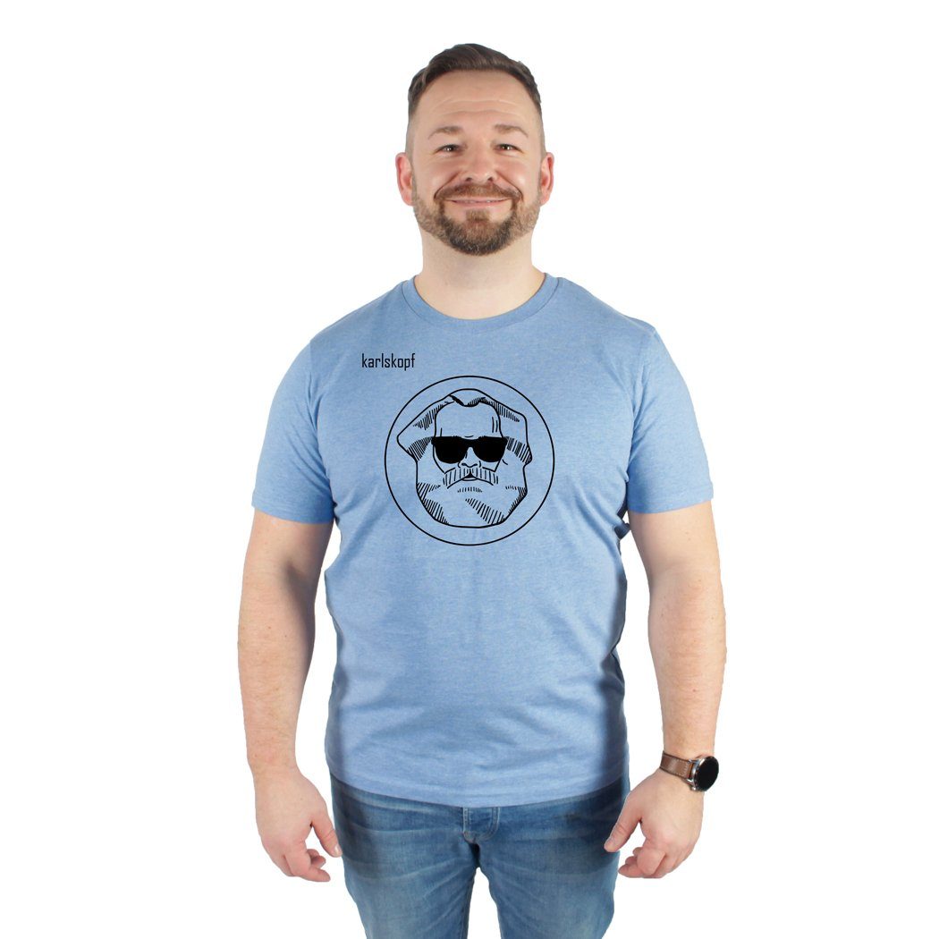 karlskopf Print-Shirt LOGO aus 100% Bio-Baumwolle Bedruckt in Deutschland, Hohe Waschbeständigkeit, Hohe Farbbrillianz Blau