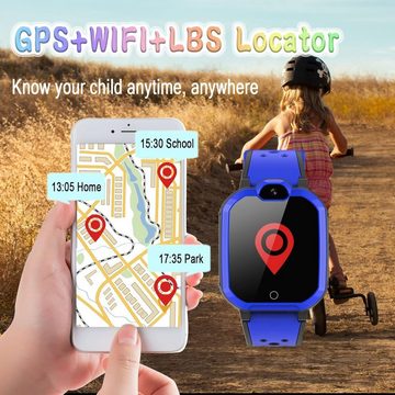 PTHTECHUS Smartwatch (1,4 Zoll, Android iOS), 4G GPS Telefon Anti-Verlorener WiFi LBS Ortung Tracker Videoanruf SOS