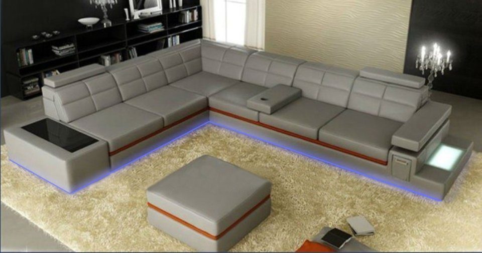 Ecksofa Design Sofa Couch Ledersofa Ecksofa, JVmoebel Modern Wohnlandschaft
