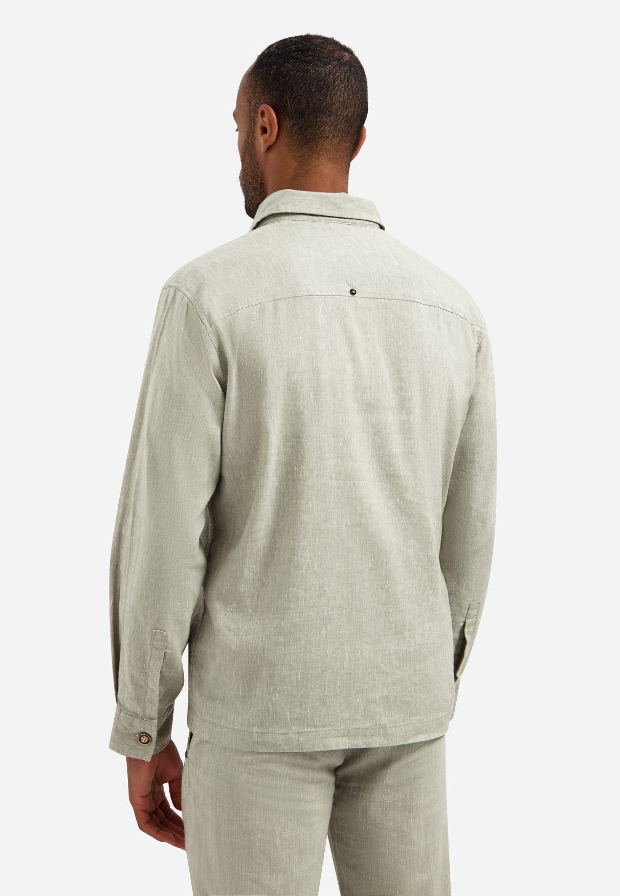 NO EXCESS Hemdjacke Overshirt Full Button 2-Tone With Linen - Leinensakko