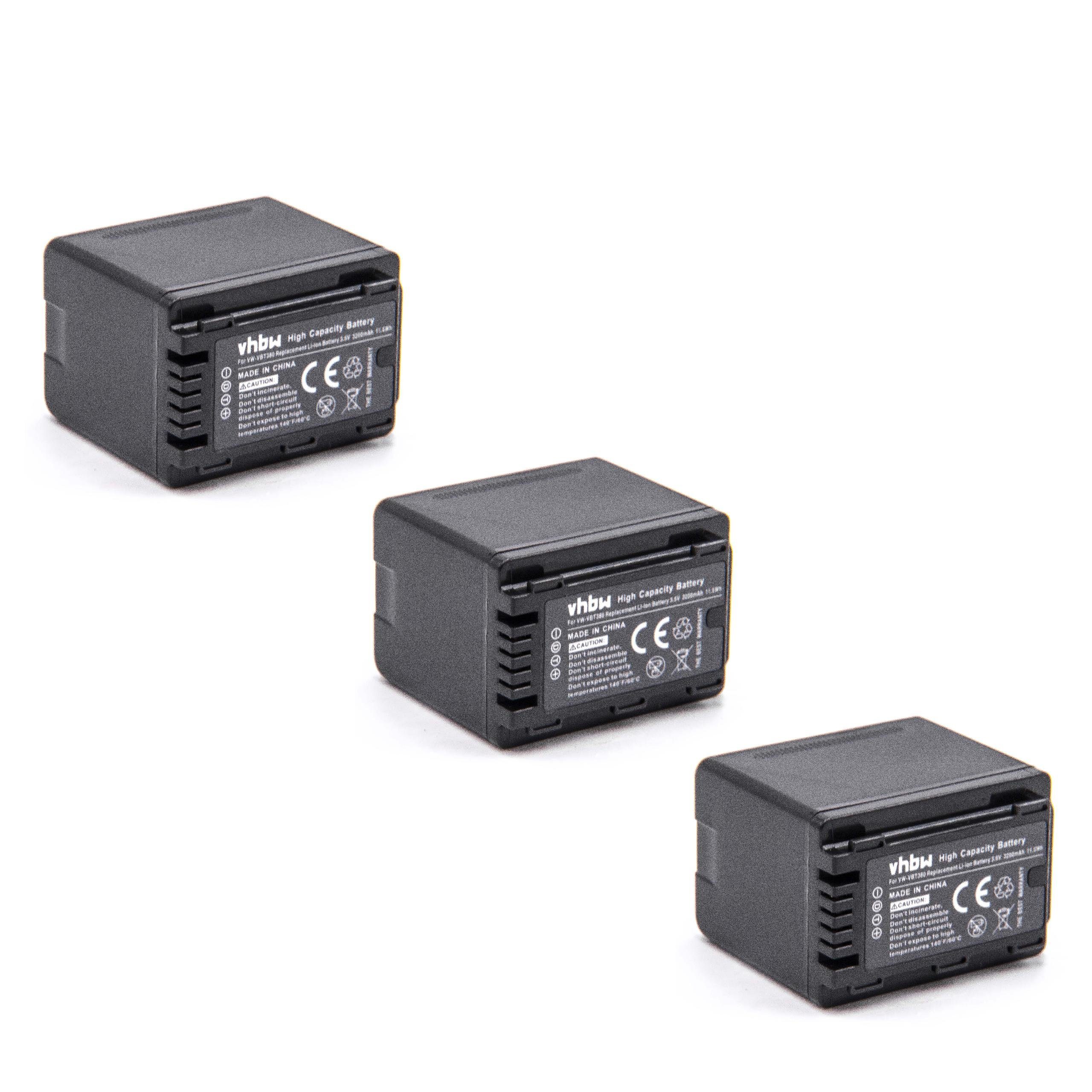 vhbw kompatibel mit Panasonic HC-W850EB, HC-W580, HC-WX979 Kamera-Akku Li-Ion 3200 mAh (3,6 V)