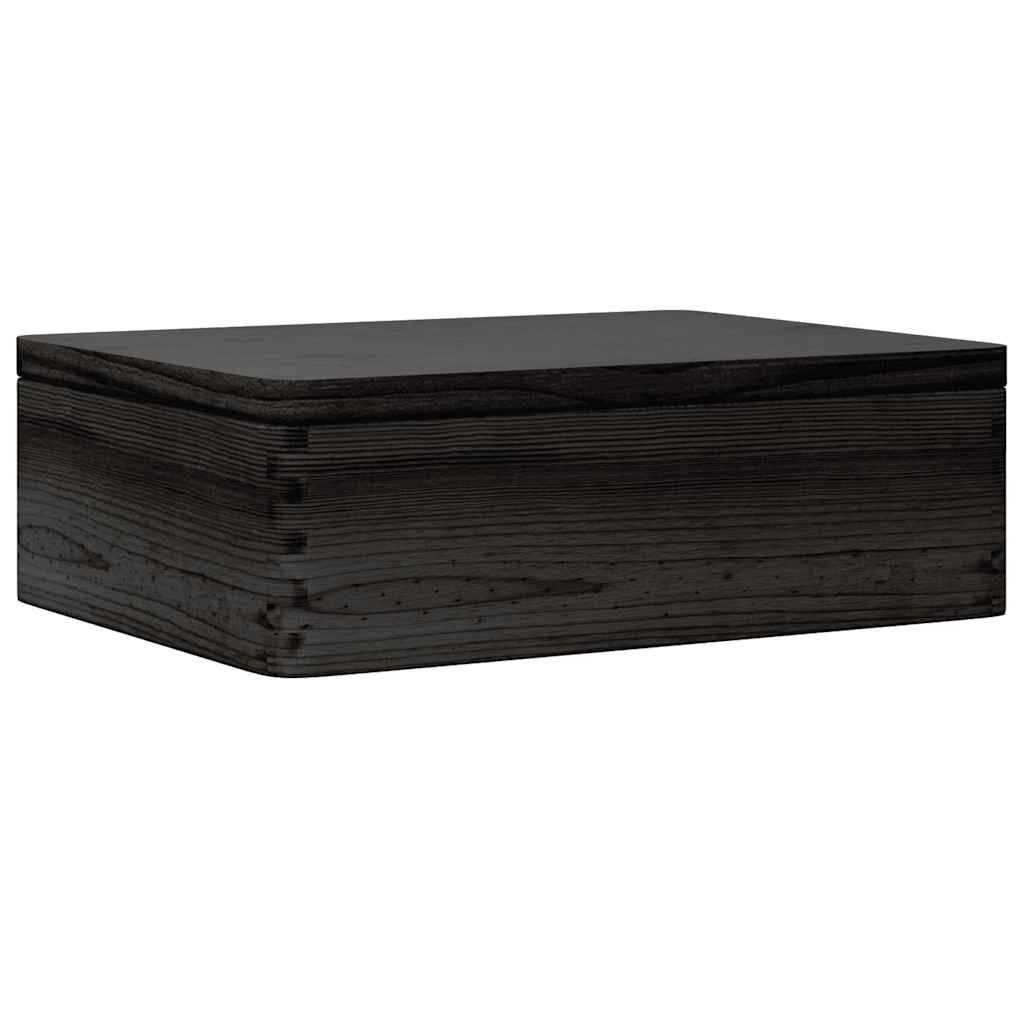 vidaXL Aufbewahrungsbox 40 x 30 x 13 cm Holzkiste mit Deckel Schwarz 40x30x13 cm Massivholz Ki