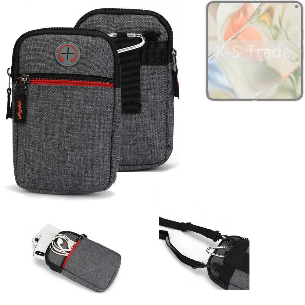 K-S-Trade Handyhülle für Google Pixel 9 Pro Fold, Holster Gürteltasche Handy Tasche Schutz Hülle grau Zusatzfächer