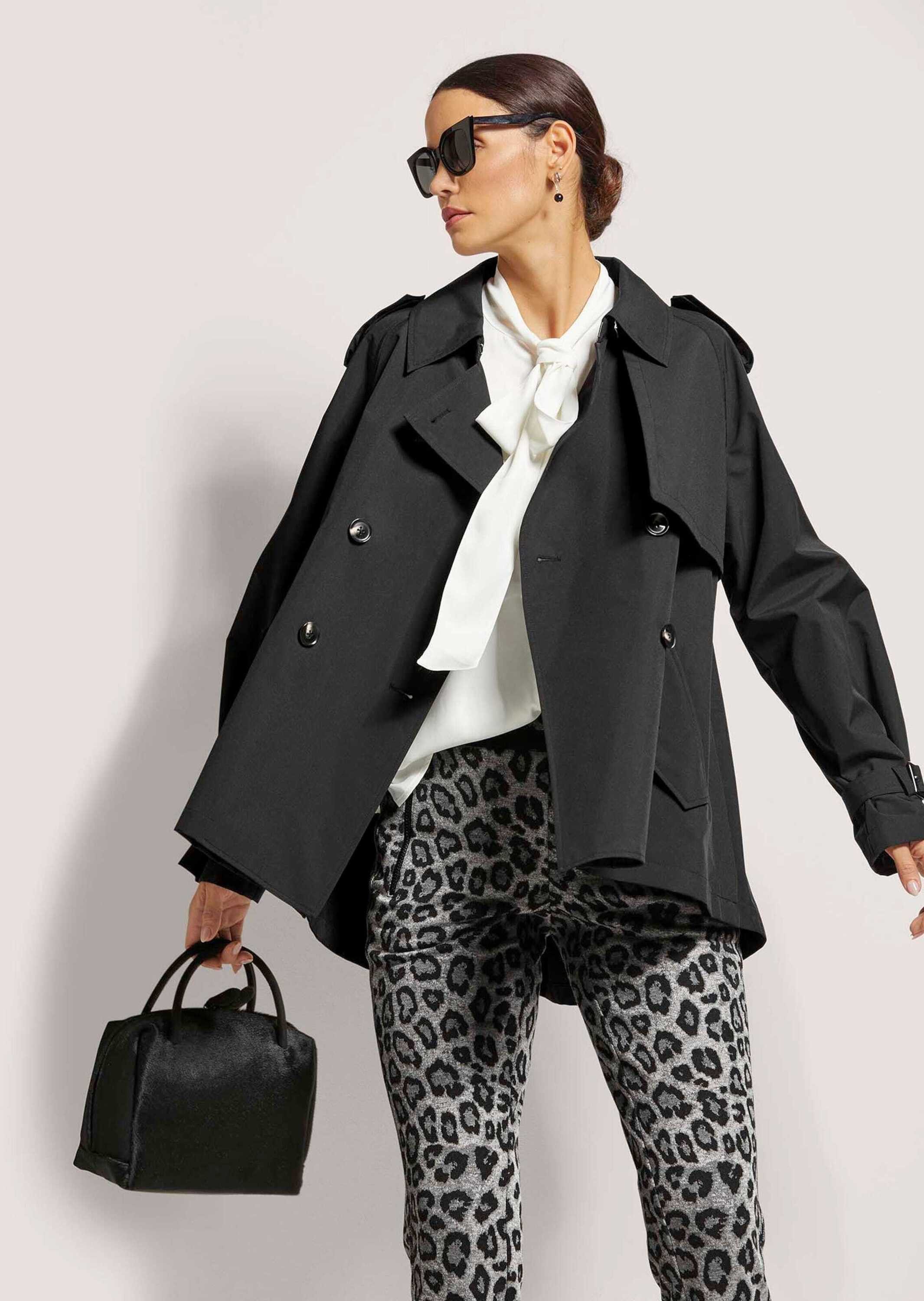MADELEINE Trenchcoat Oversized Kurztrench mit Raglanärmeln Unifarbenes Design mit klassischem Reverskragen