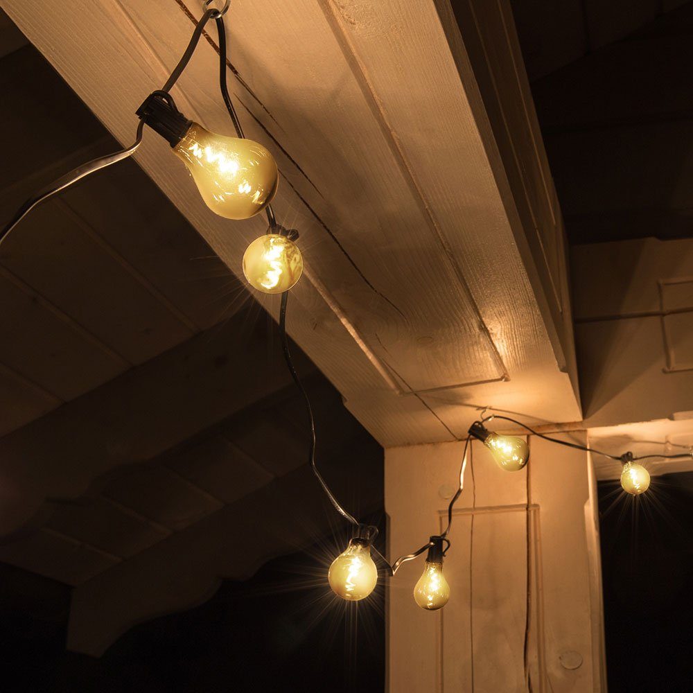 etc-shop LED Dekolicht, Leuchtmittel inklusive, Warmweiß, Lichterkette Außenleuchte LED Filament Gartendeko 10 Birnen L 450 cm