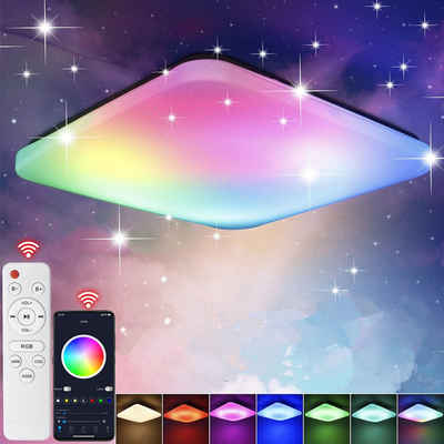 Solmore LED Deckenleuchte, LED fest integriert, Farbwechsler, RGB quadratisch 40*40cm Bluetooth + Fernbedienung