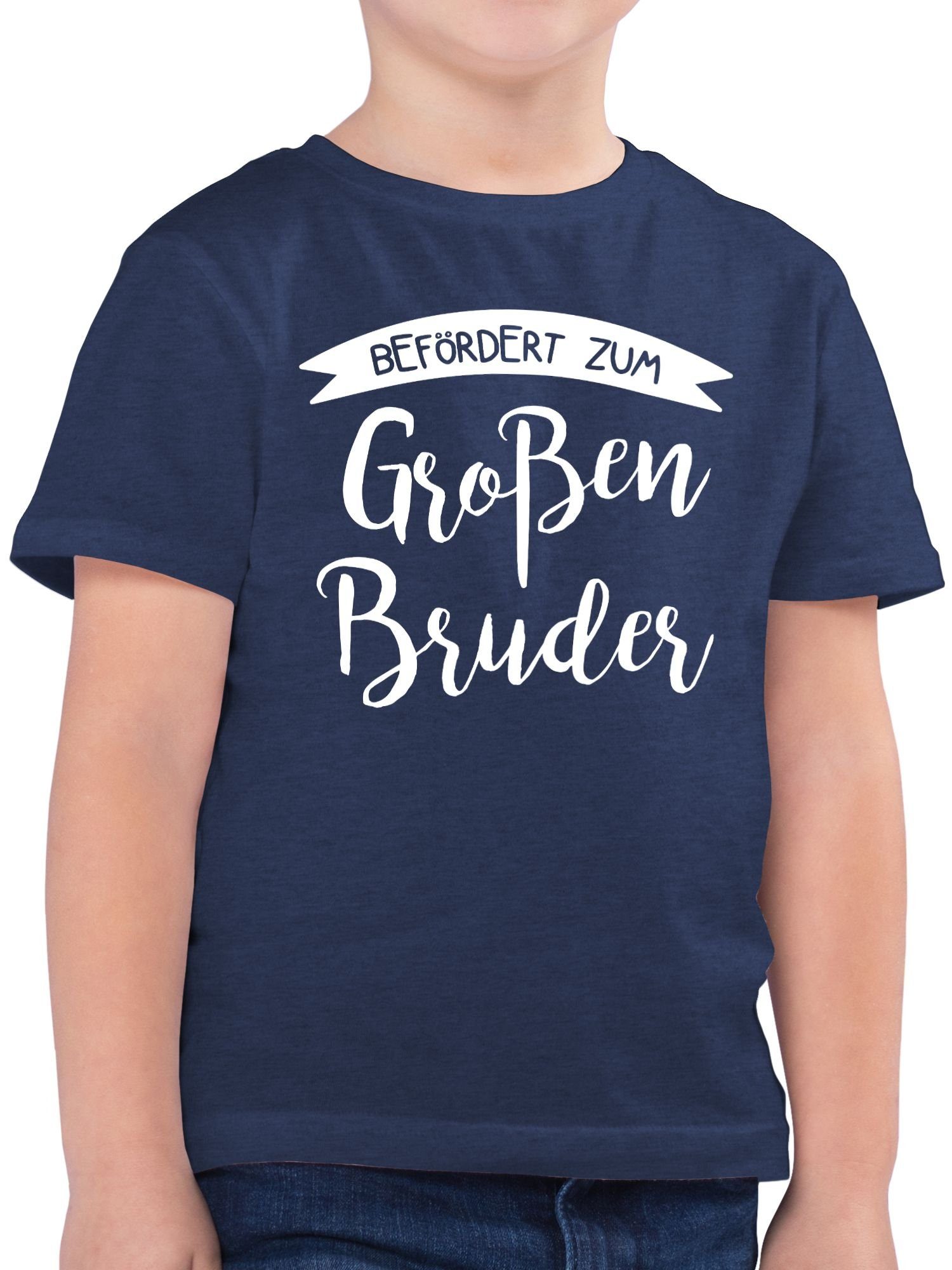 Shirtracer T-Shirt Befördert zum großen Bruder Großer Bruder 1 Dunkelblau Meliert