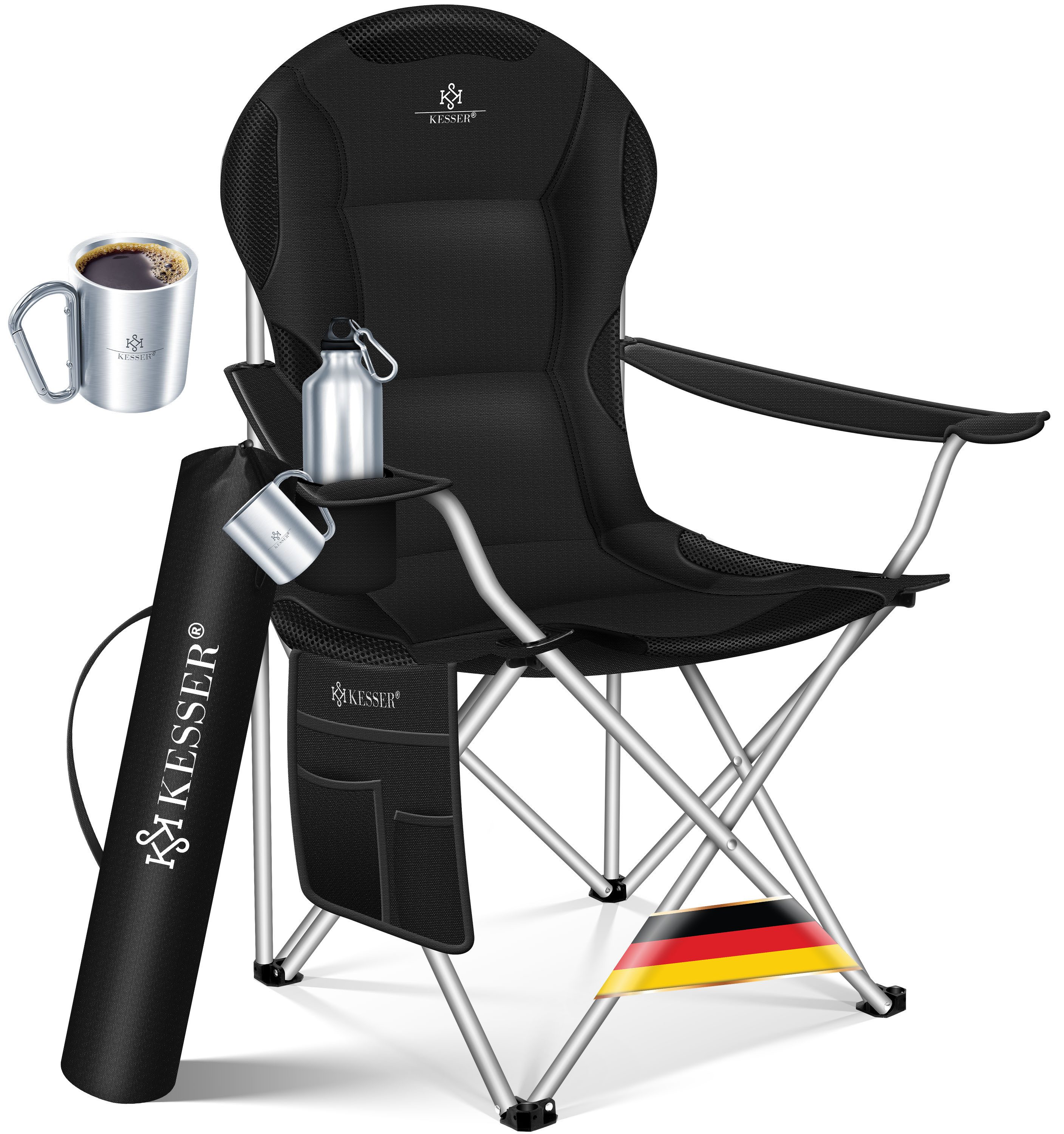 KESSER Campingstuhl, faltbarer Klappstuhl bis150kg belastbar Angelstuhl Faltstuhl
