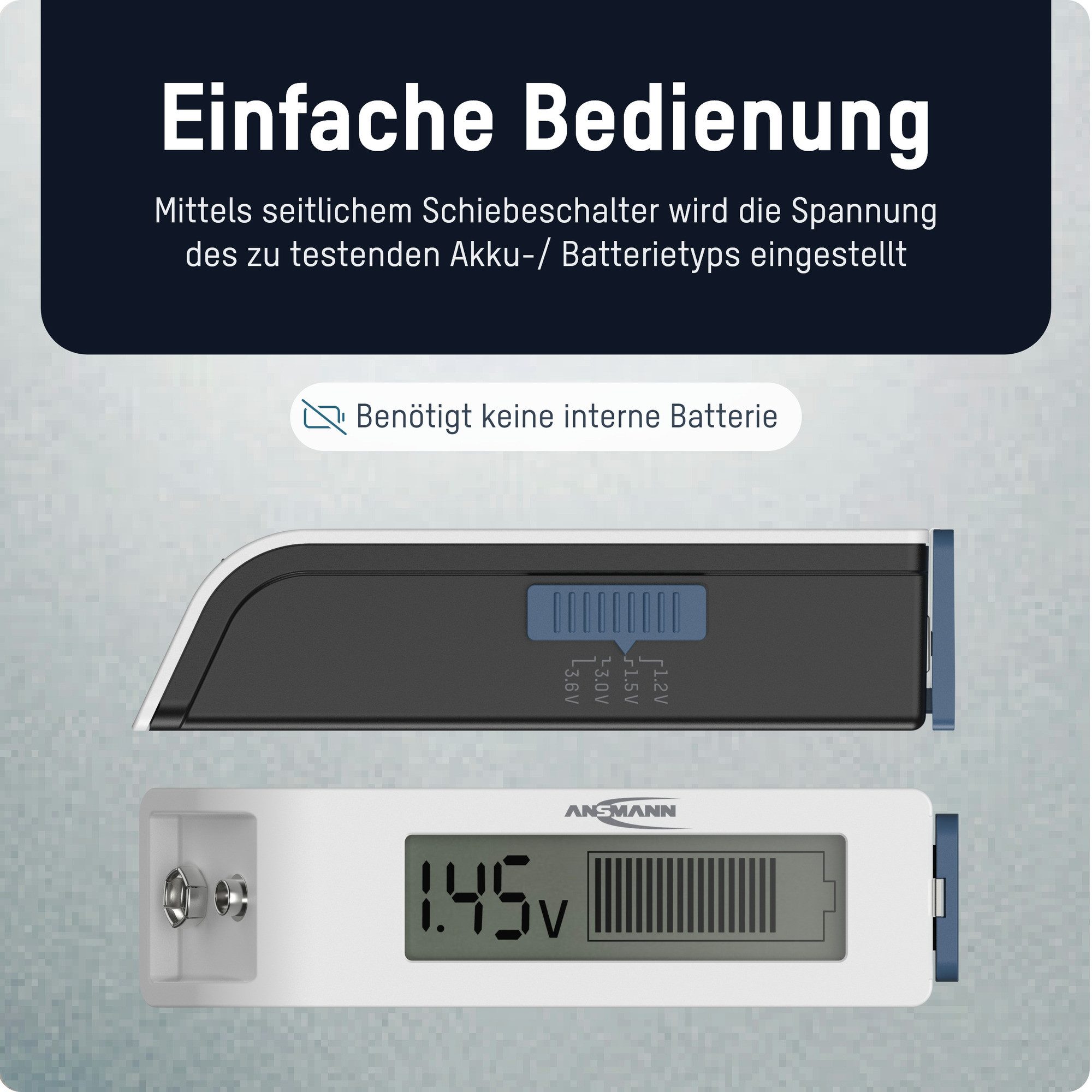 ANSMANN AG Universeller Batterietester für handelsübliche Akkus, Batterien Batterie-Ladegerät