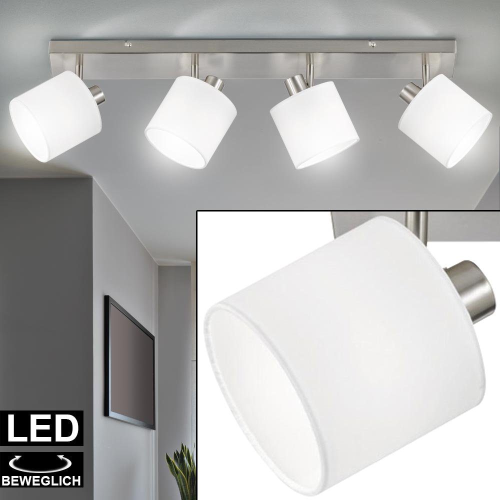 etc-shop LED Deckenspot, Leuchtmittel inklusive, Warmweiß, Decken Lampe Ess Zimmer Textil Schirm Beleuchtung verstellbar weiß im