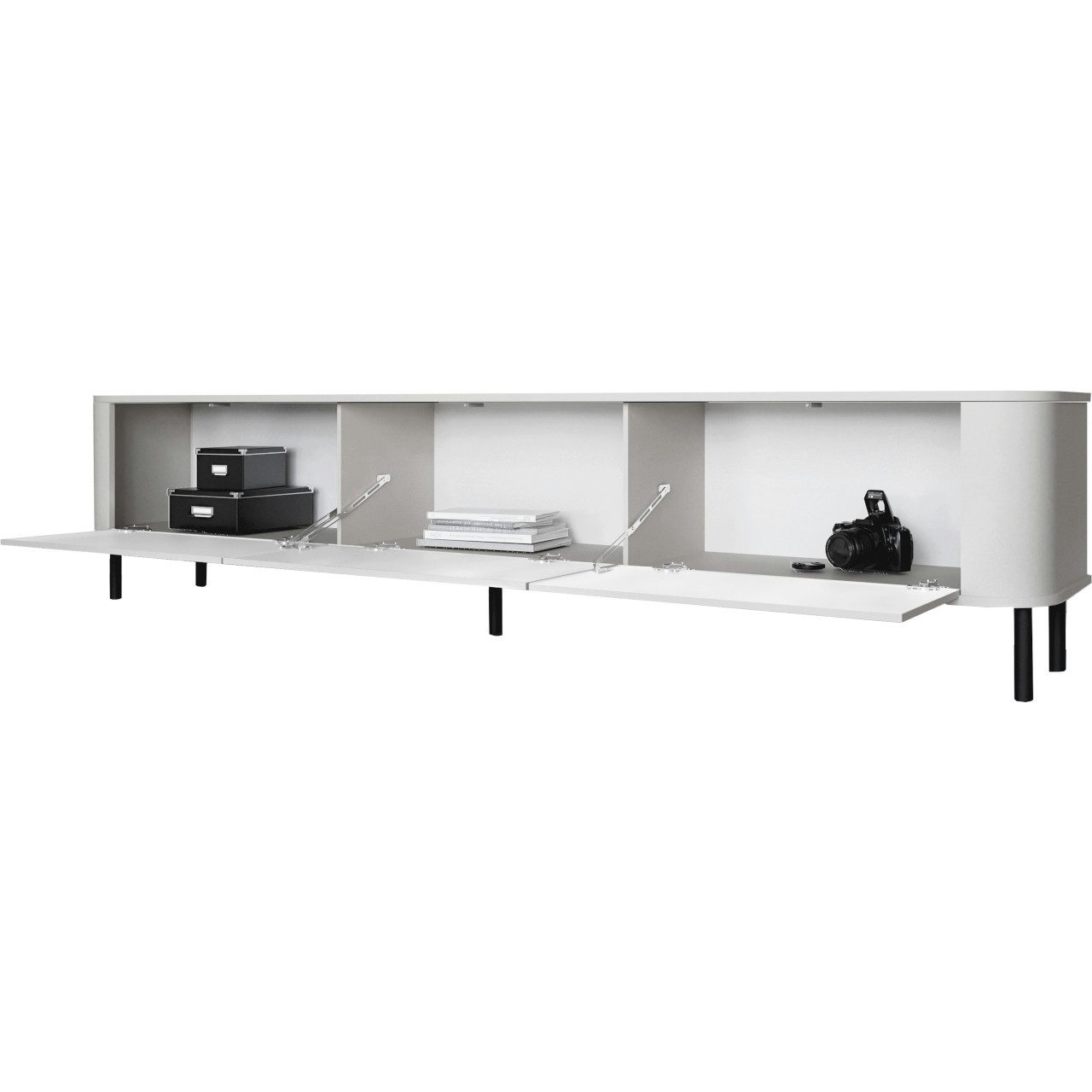 MOEBLINE Lowboard TV Lowboard Komoode AZILLO 215N weiß mit schwarzen Füßen – Bild 4 von 5