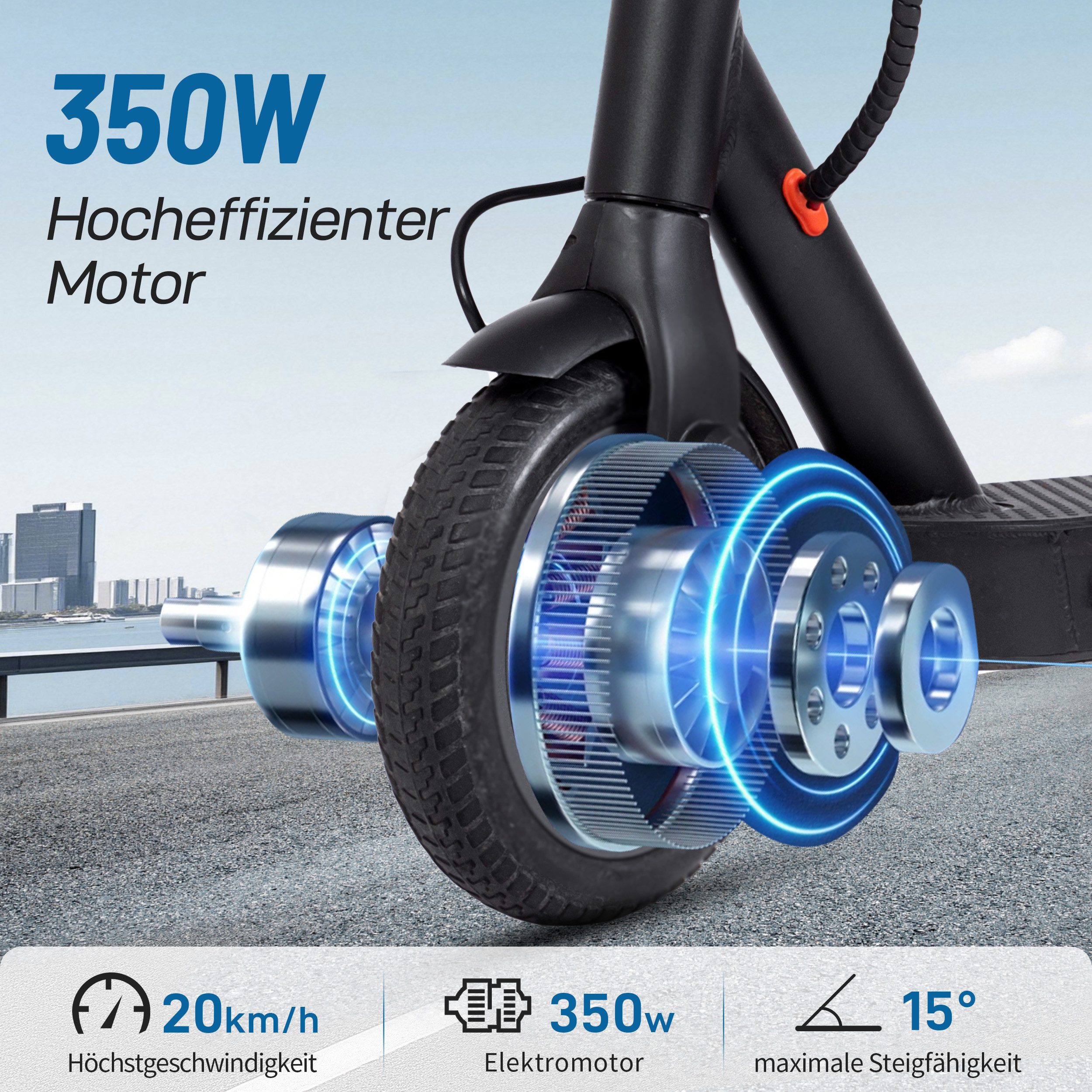 ZWHEEL E-Scooter mit Straßenzulassung, 8,5'' E-roller, klappbar, 35km, APP, nur 12,5kg, 350 W, 20 km/h, (E-ABS+Scheibenbremse, 2 Stoßdämpfer, Pannensicherer Vollgummireifen), Elektroscooter, klappbarer Elektroroller, duales Bremssystem