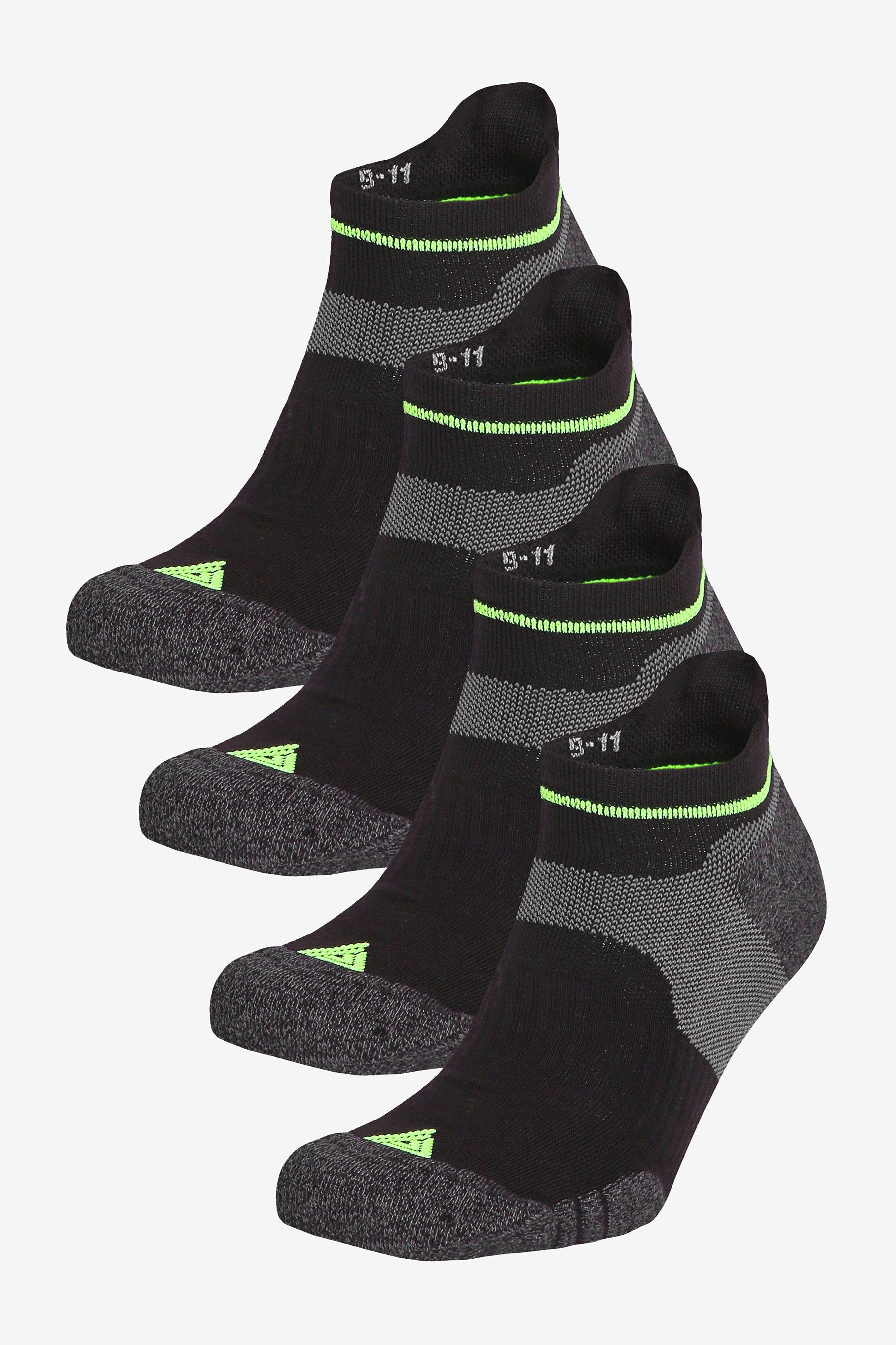 Next Füßlinge Next Active Gepolsterte Socken im 4er-Pack (4-Paar) Black