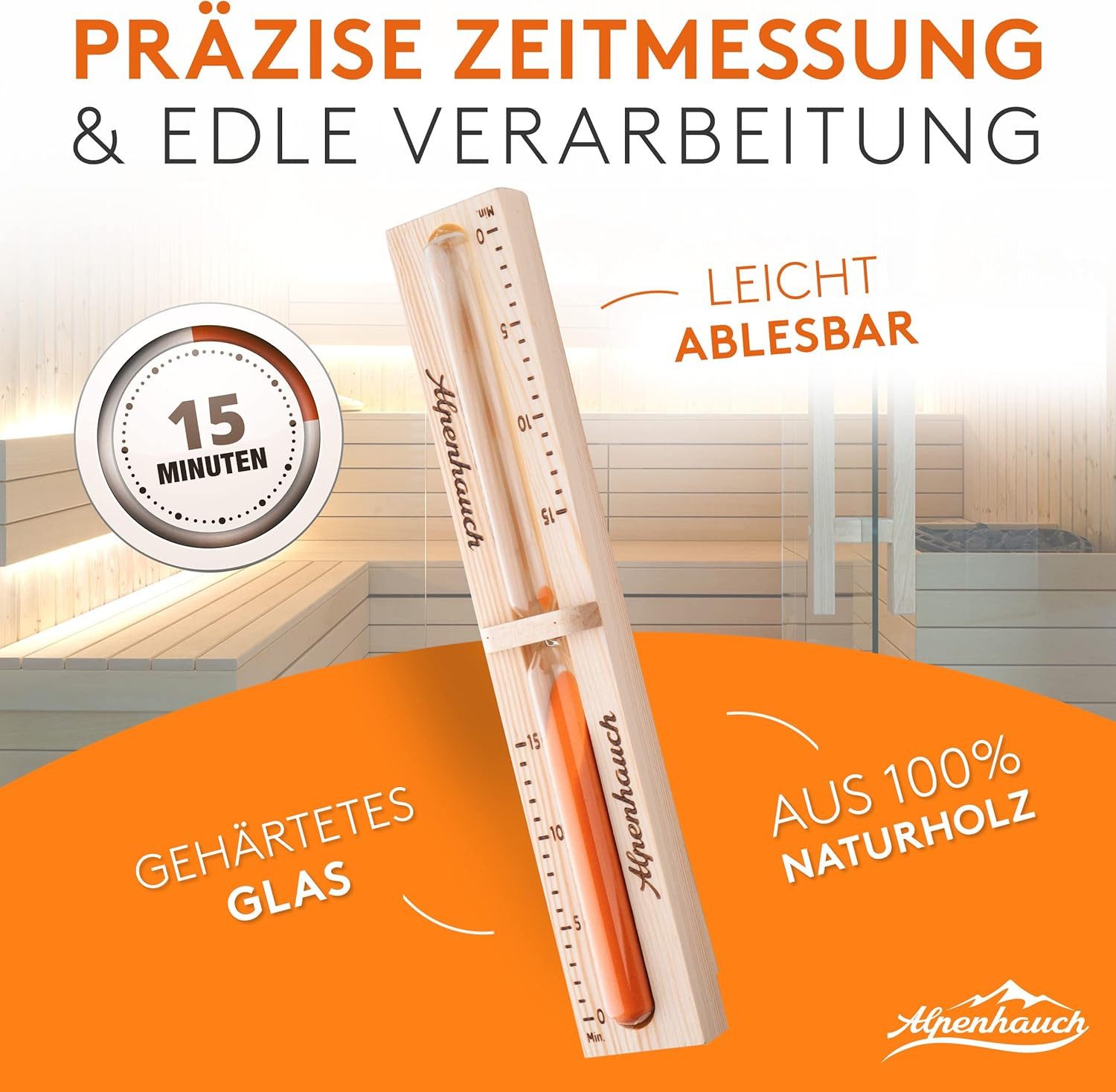 Alpenhauch Sauna-Sanduhr 15 Minuten - Edle günstig online kaufen