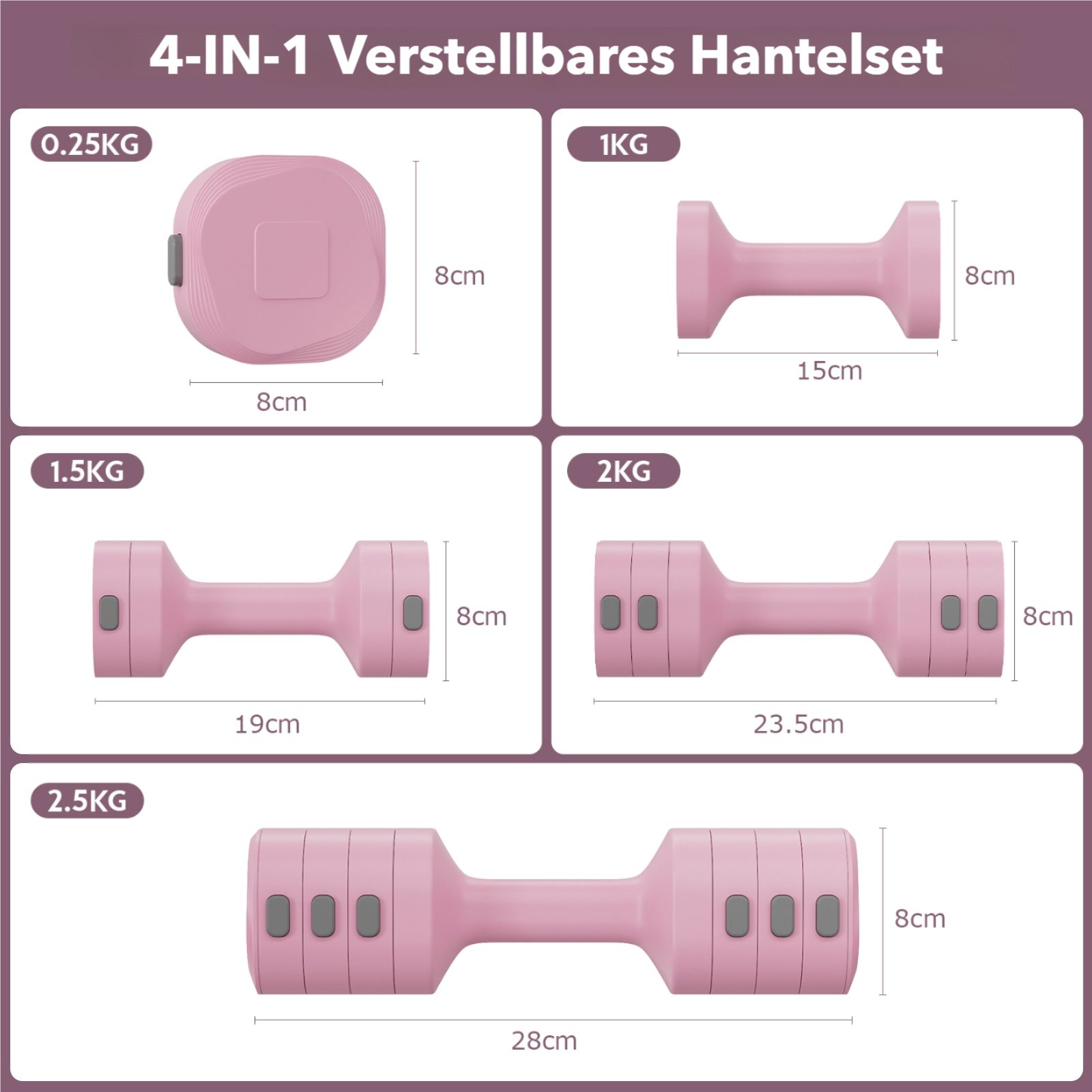 TLGREEN Hantel Hanteln Set,Verstellbare Hanteln für Zuhause, (4 Gewichtsstufen(1-2.5kg), Hantelset für Home Gym
