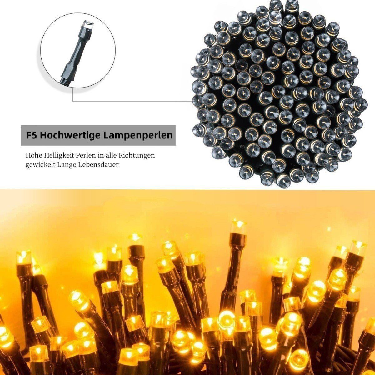 Elegear LED-Lichterkette 40m 300 LED Lichterkette Batterie Weihnachtsbaum W günstig online kaufen
