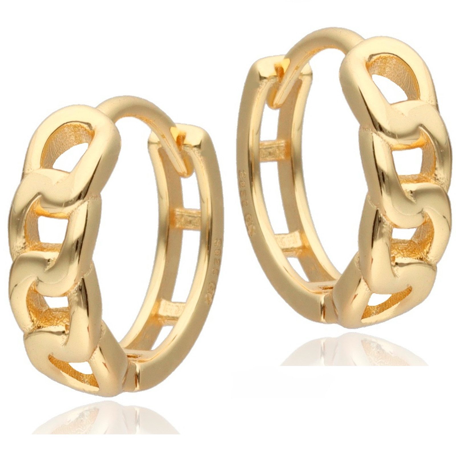 Goldene Hufeisen Paar Creolen Gold Creolen geflochten 925 18k Gelbgold verg günstig online kaufen