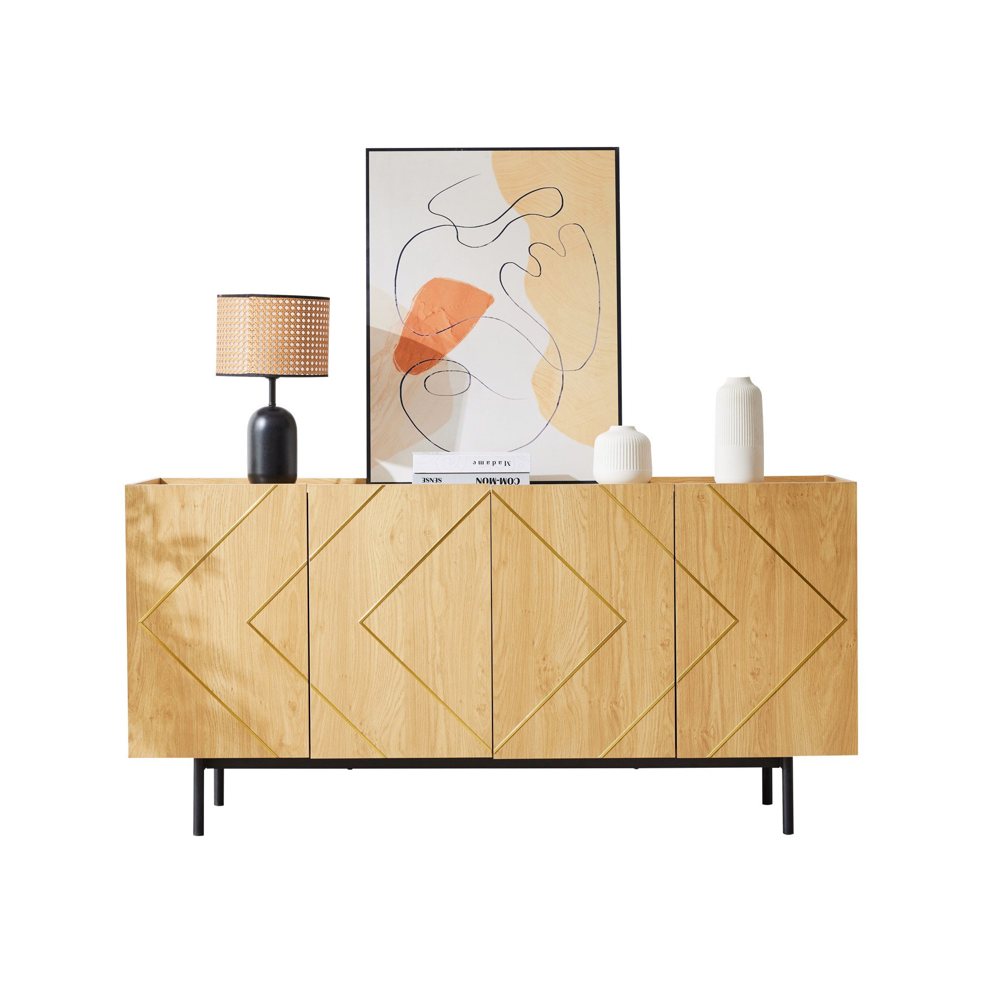 Beistellschrank Anrichte Kommode Sideboard Türen Vielseitige Wohnzimmer 78x160x40cm
