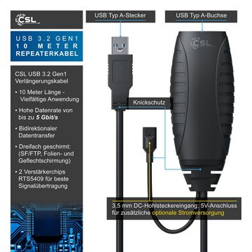 CSL Verlängerungskabel, USB Typ A, (1000 cm), USB 3.2 Gen 1 Repeaterkabel Verlängerung aktiv Gen1, Repeater - 10m