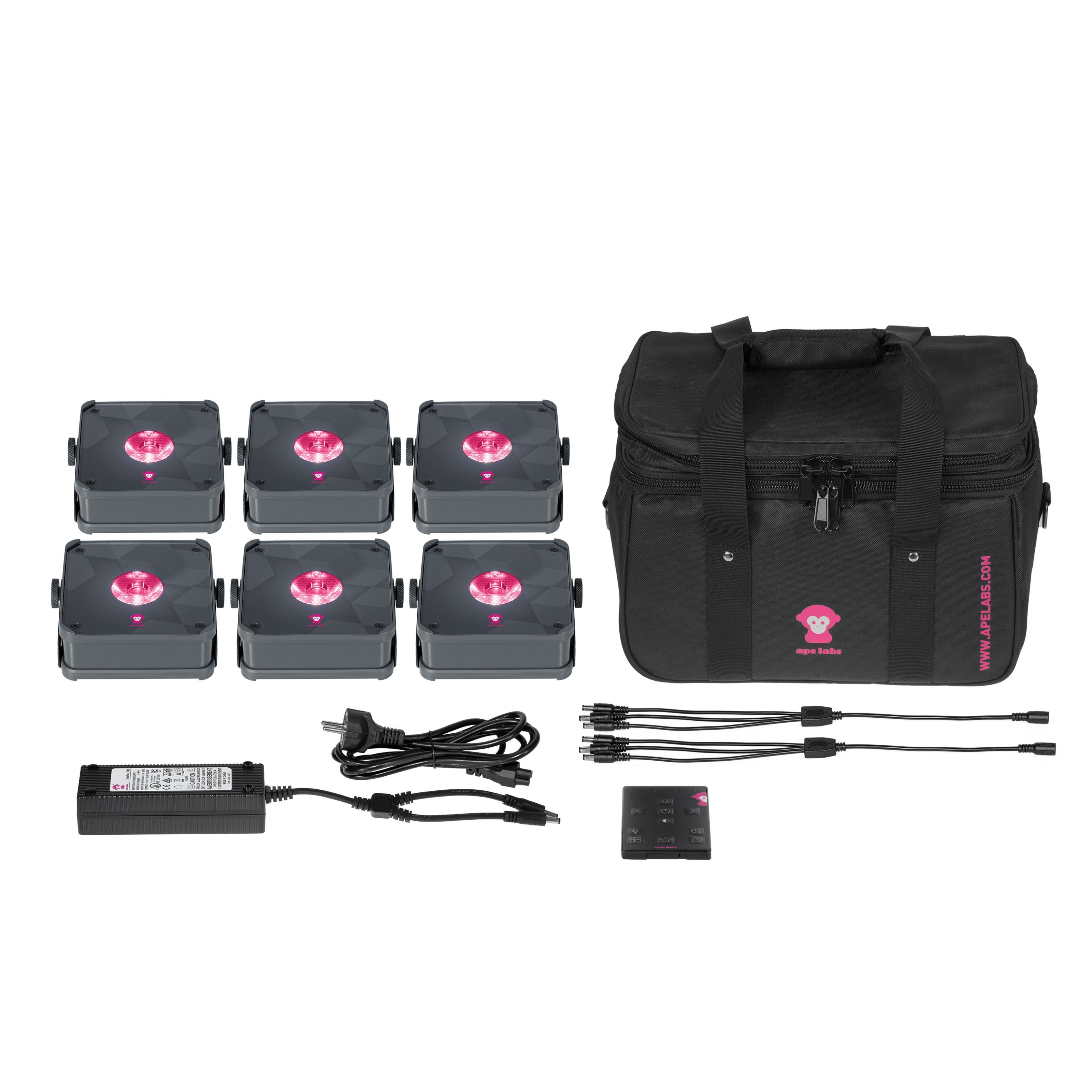 Ape Labs LED Scheinwerfer, ApeLight Mini V2 Tourpack 6 Softbag - grey - Akkubetriebener LED