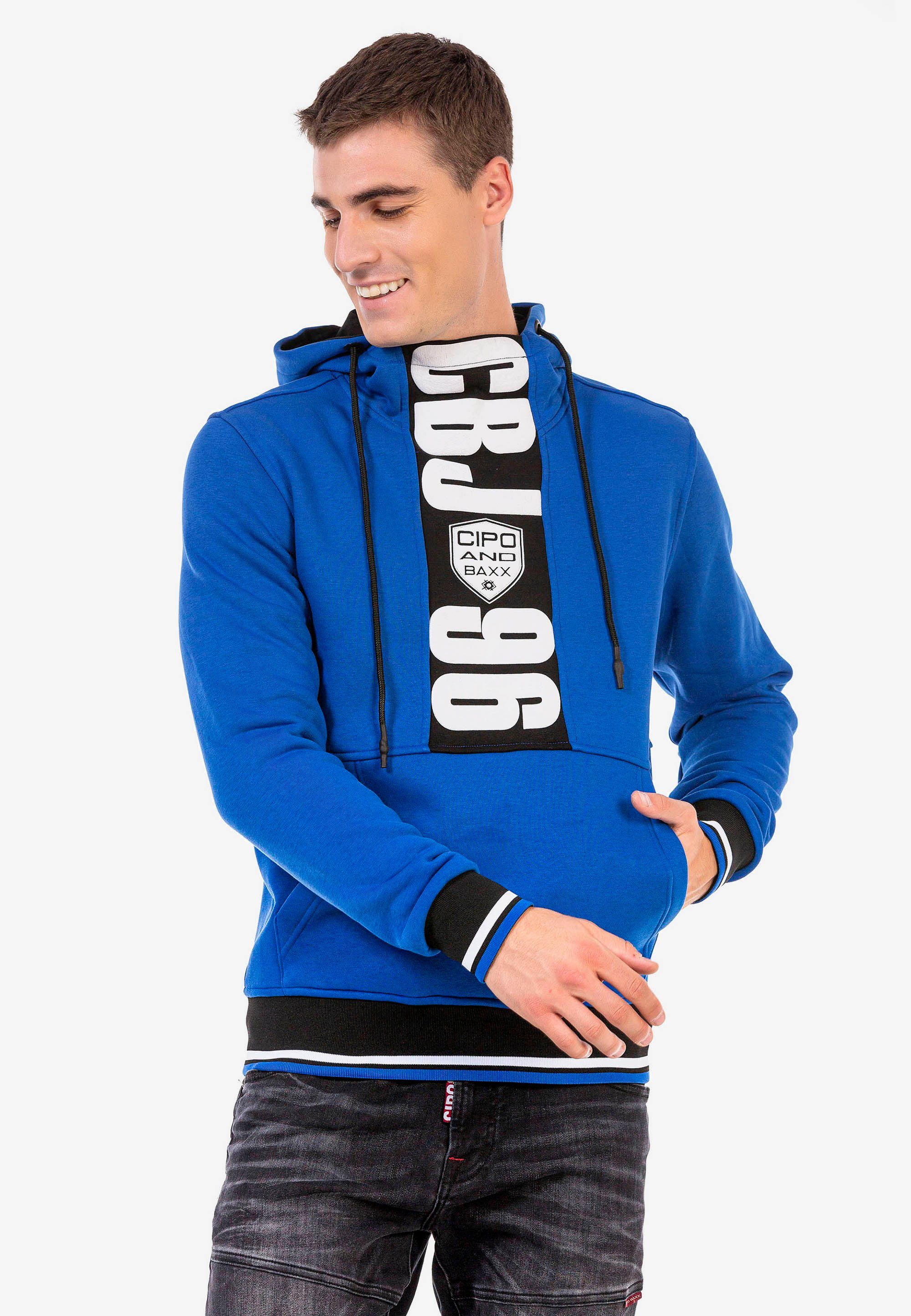 Cipo & Baxx Kapuzensweatshirt mit Markenprints tollen blau