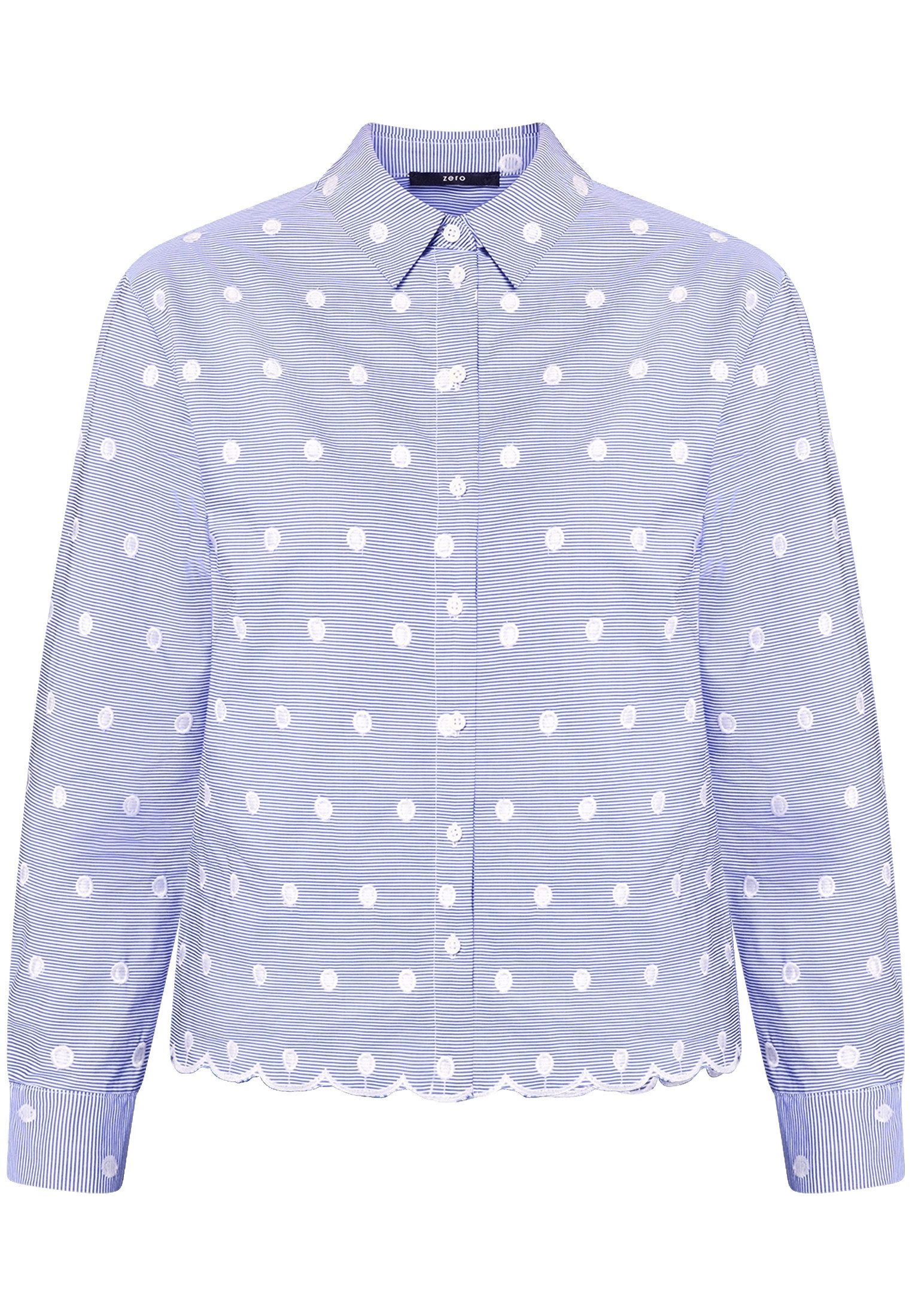 Zero Klassische Bluse Damen mit Streifen und Stickerei günstig online kaufen