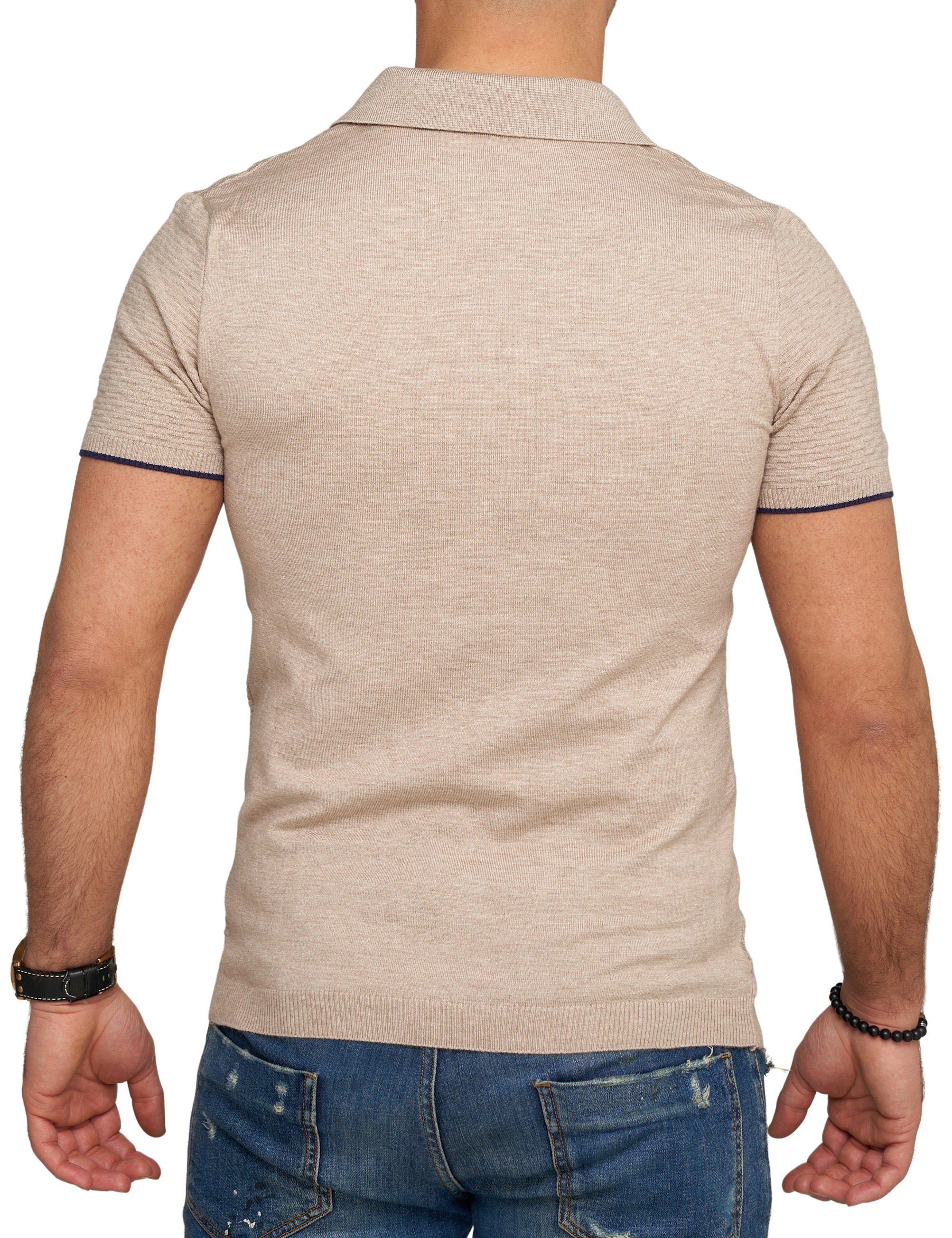 Kurzarm Beige CRMACEIO T-Shirt Strick Polo CARISMA Poloshirt