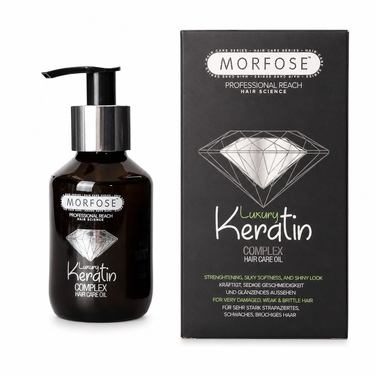 Morfose Haaröl Morfose Professional Argan & Keratin Haarpflegeöl 100ml - 2 Variant, mit Arganöl und pflanzlichen Extrakten