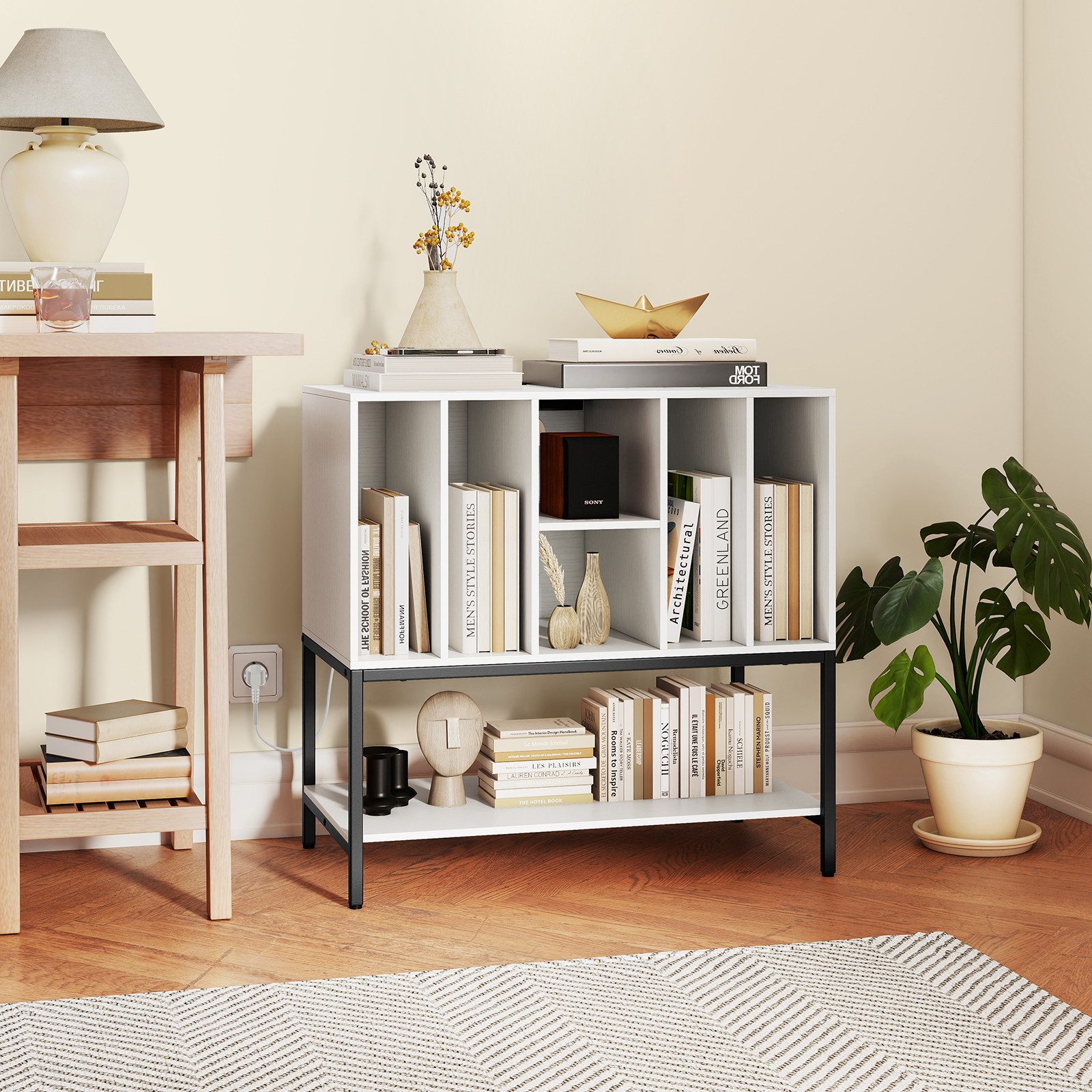 COSTWAY Sideboard, Plattenspielerständer mit Ladestation Beistellschrank günstig online kaufen