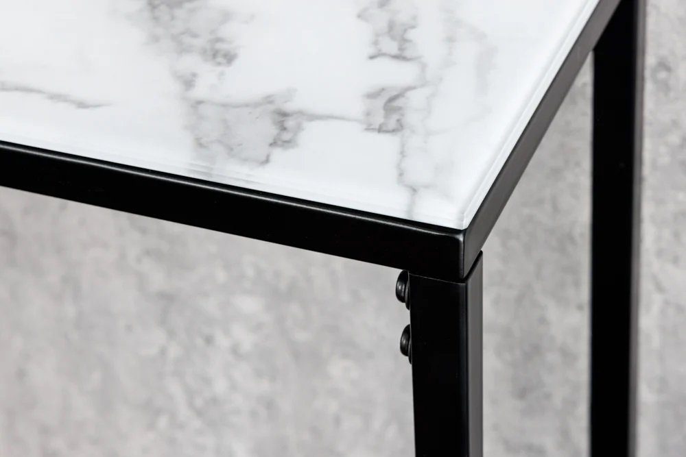 Marmor-Dekor Konsole Design schwarz-weiss 110cm LebensWohnArt Konsolentisch MARMO