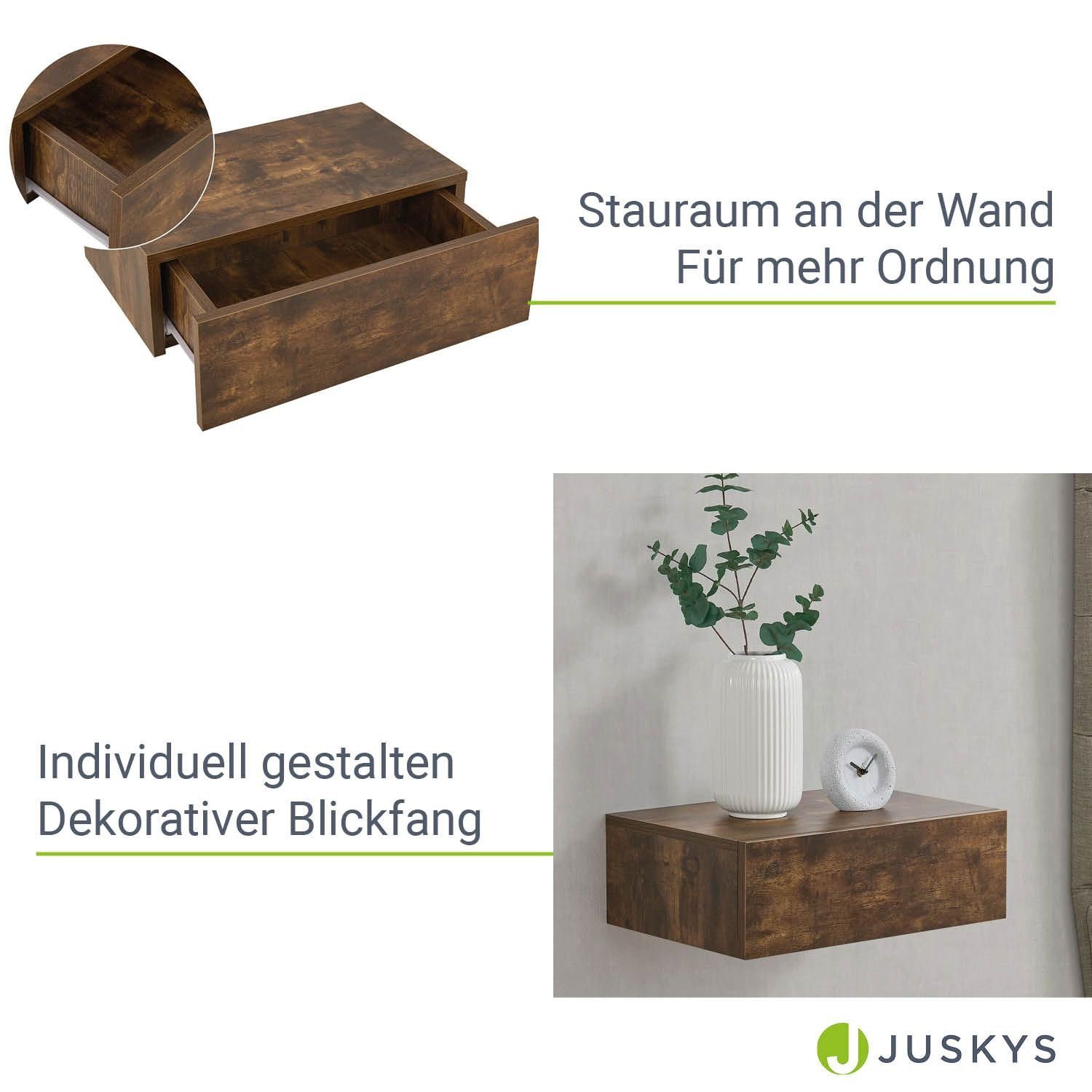 Juskys Wandregal, 1 Schublade pro Befestigungsmaterial Holz, inkl. Natur Regal, Wandmontage, Natur 