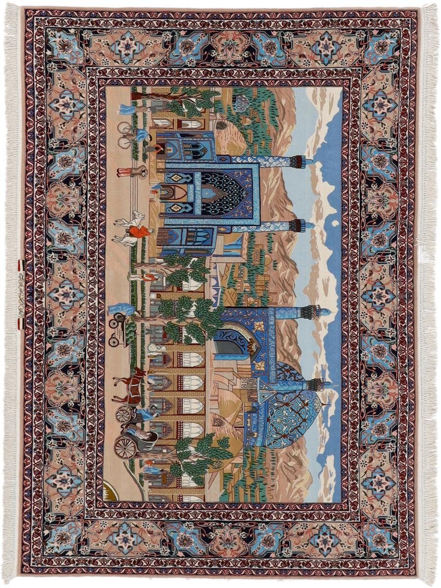 Orientteppich Isfahan Seidenkette 159x226 Handgeknüpfter Orientteppich, Nain Trading, rechteckig, Höhe: 6 mm