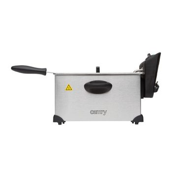 Camry Fritteuse CR 4909, mit Öl, groß, 3 Liter Kapazität, mit Temperaturregelung, mit Deckel, Edelstahl, silber